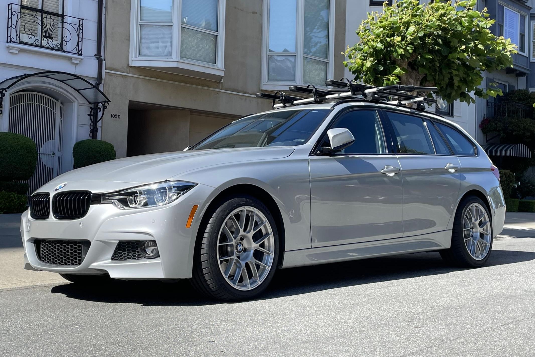 Silver BMW F31 Wagon 3 Series with 18" EC-7RS Apex wheels in Brushed Clear