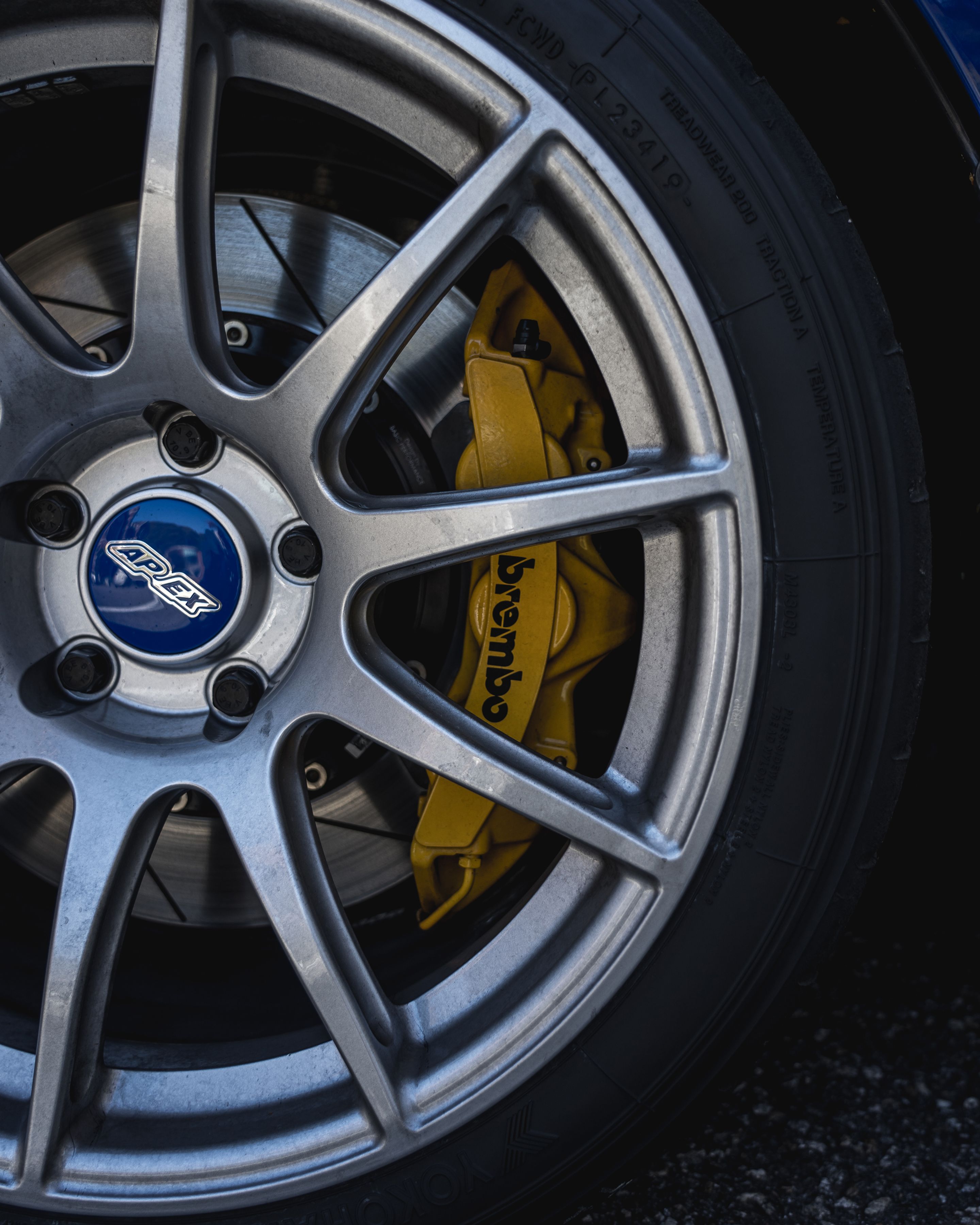 Blue BMW F80 M3 with 18" SM-10 Apex wheels in Race Silver