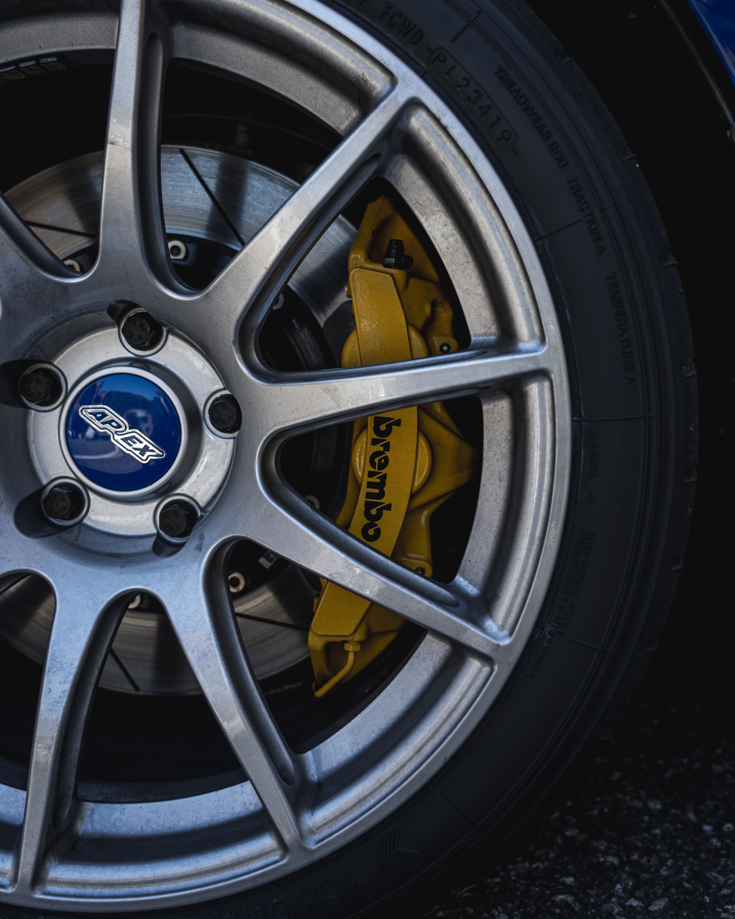 Blue BMW F80 M3 with 18" SM-10 Apex wheels in Race Silver