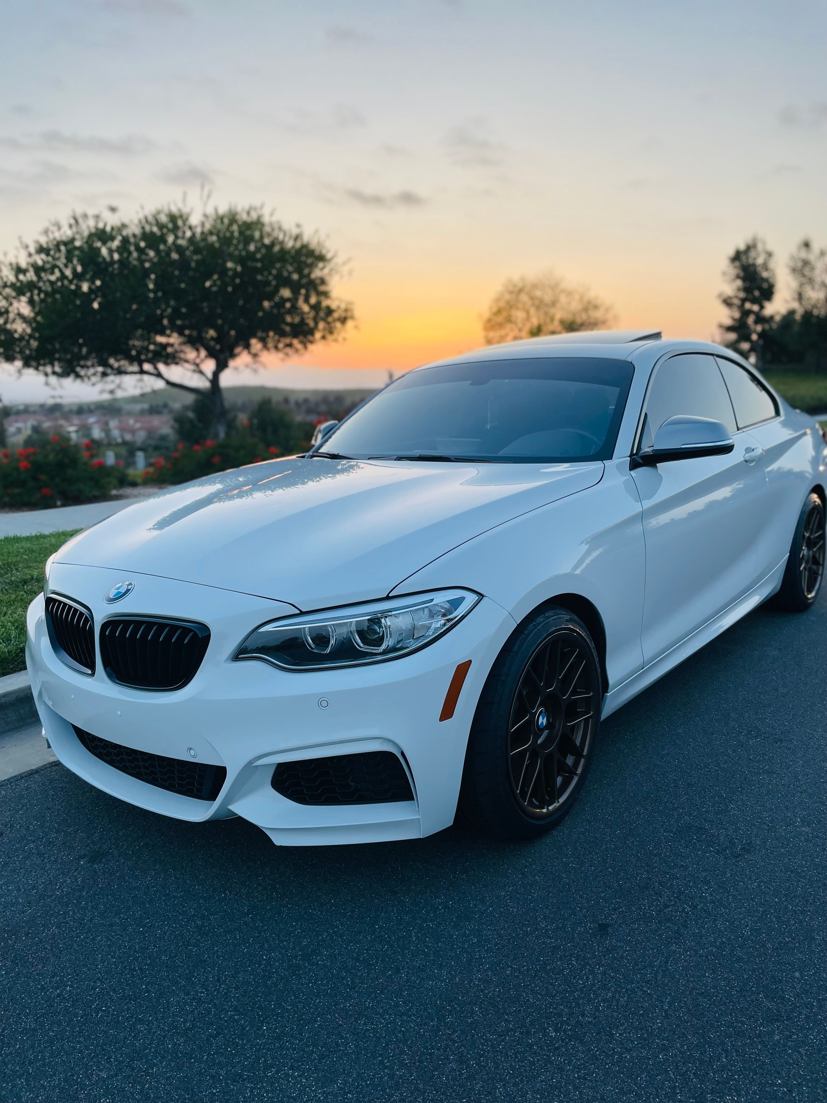 White BMW F22 Coupe 2 Series with 18" ARC-8 Apex wheels in Satin Bronze