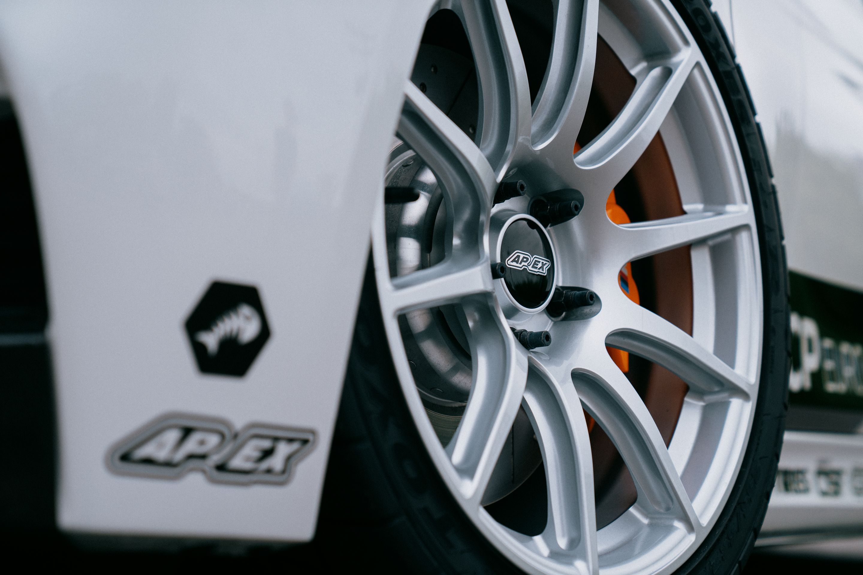 White BMW F30 Sedan 3 Series with 18" SM-10 Apex wheels in Race Silver