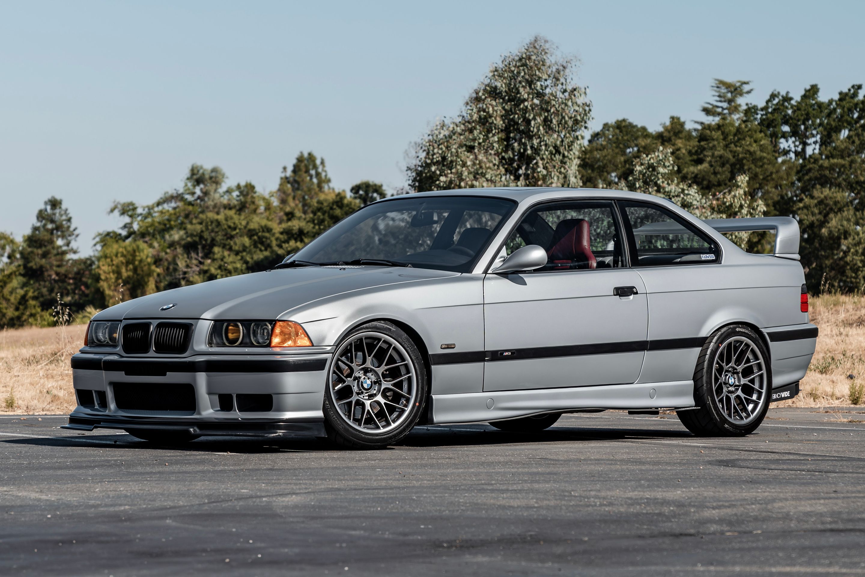 Silver BMW E36 M3 with 17" ARC-8 Apex wheels in Anthracite