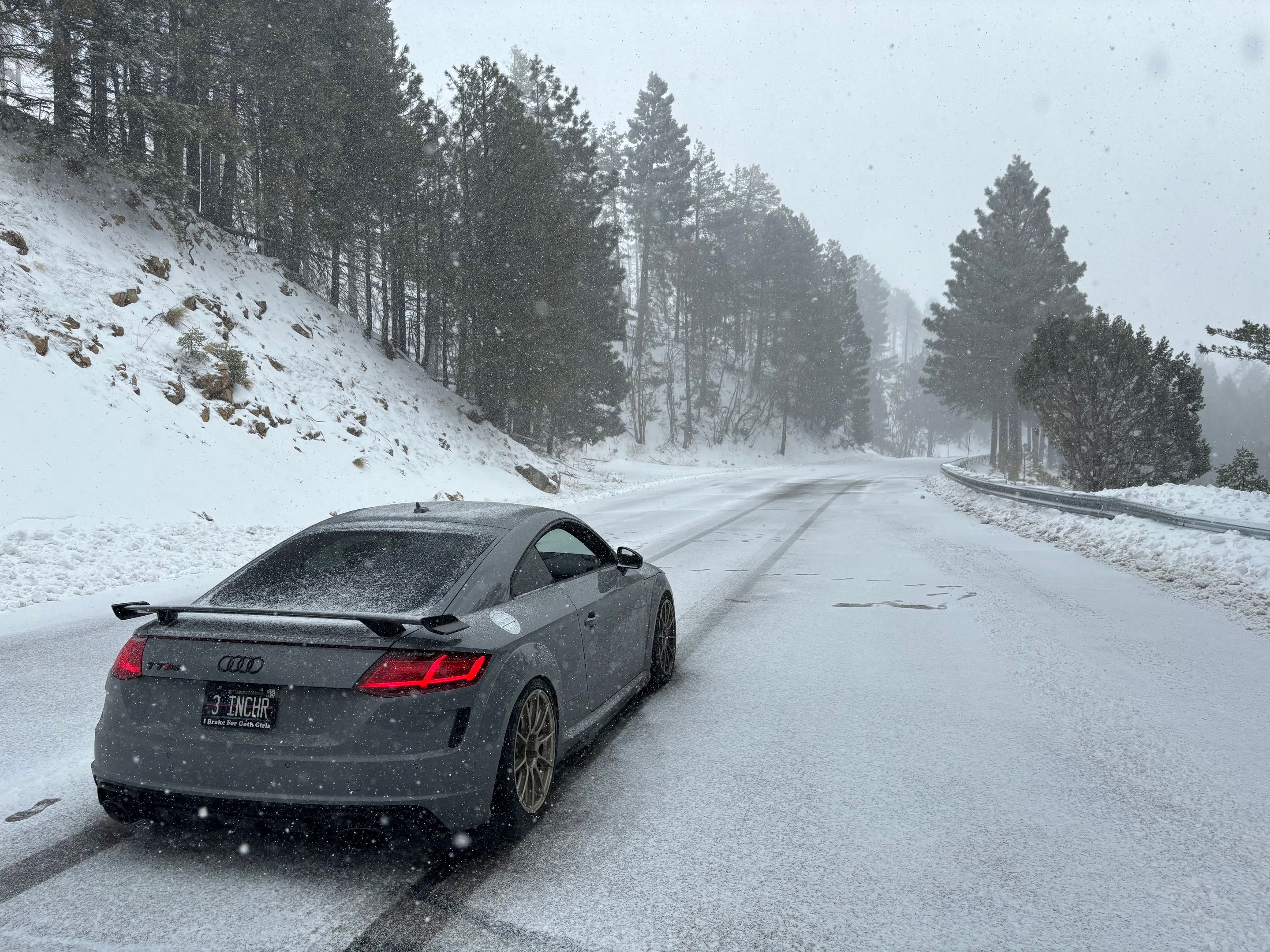 Grey Audi FV/8S TT RS with 18" SM-10RS Apex wheels in Motorsport Gold