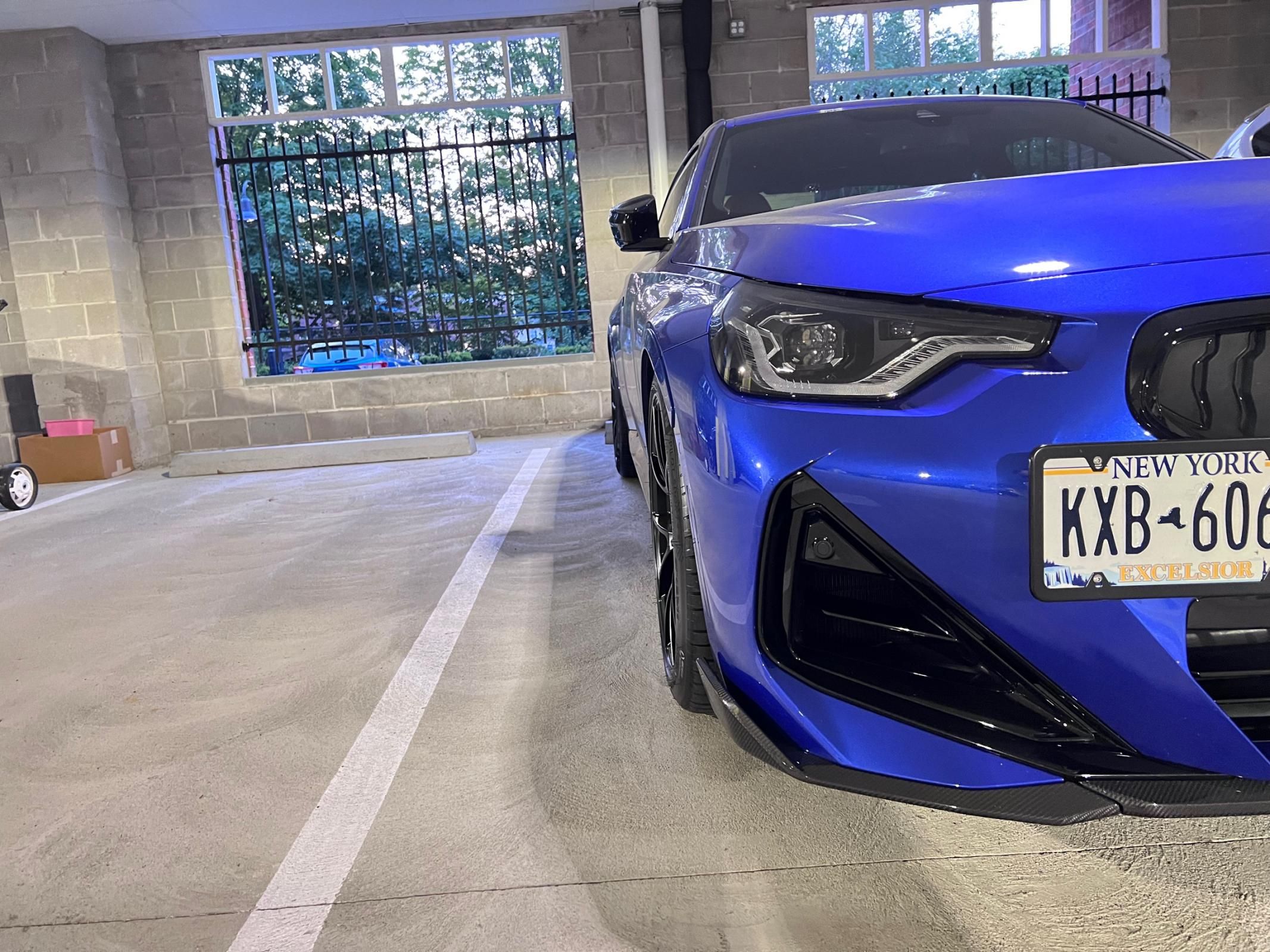 Blue BMW G42 2 Series with 19" VS-5RS Apex wheels in Satin Black