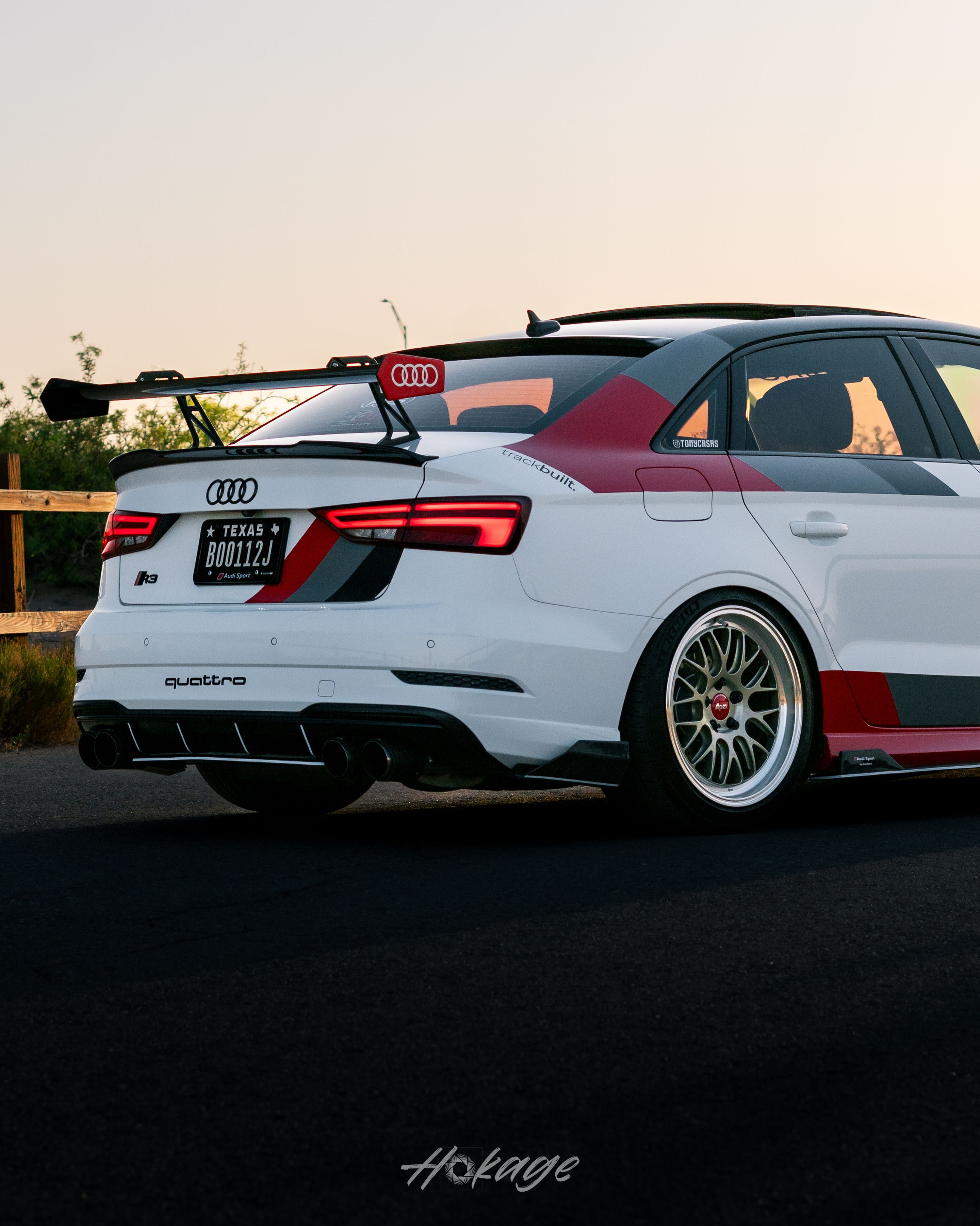 Race Livery Audi 8V A3 with 18" ML-10RT Apex wheels in Machined Lip Gloss Motorsport Gold