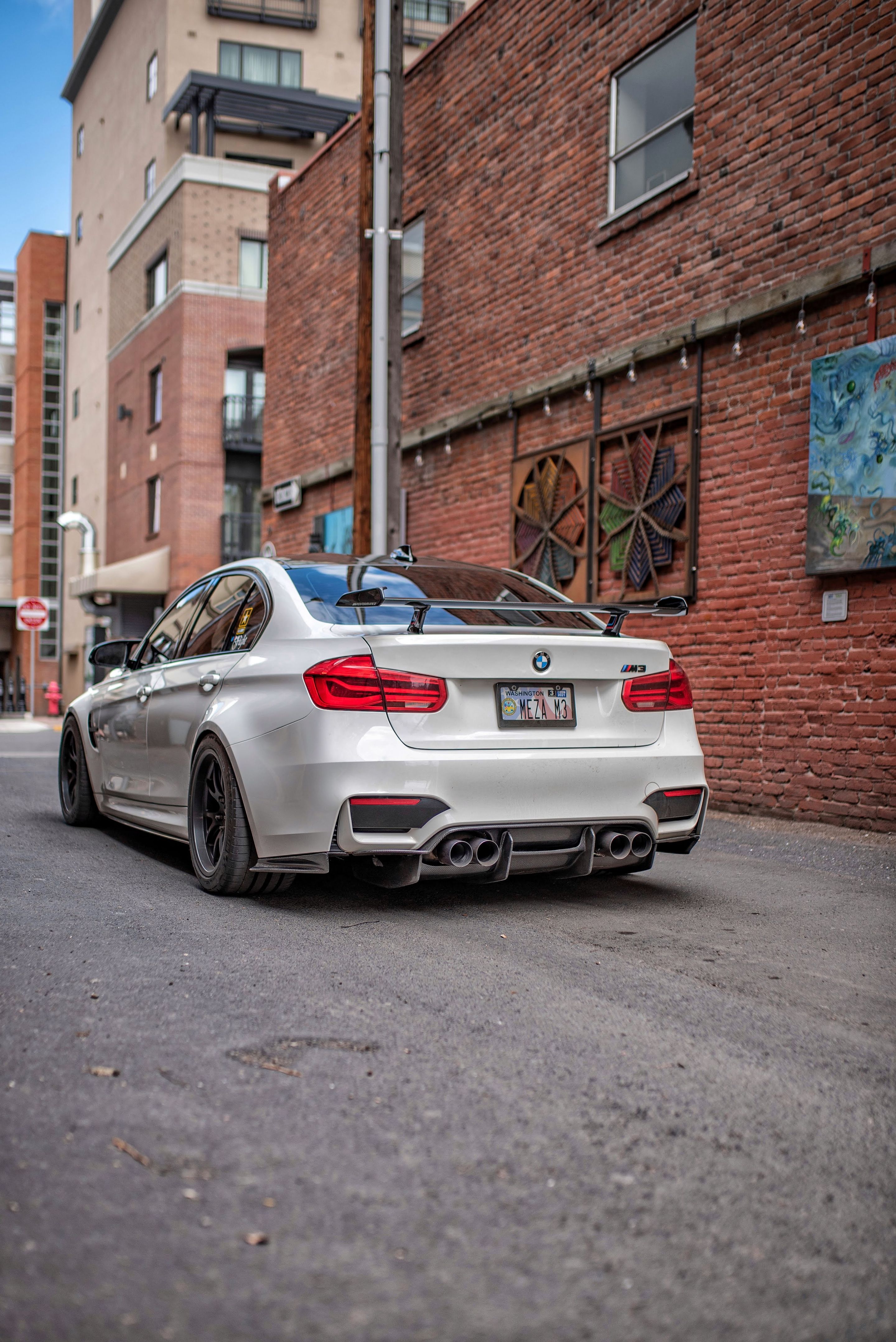 White BMW F80 M3 with 18" FL-5 Apex wheels in Satin Black
