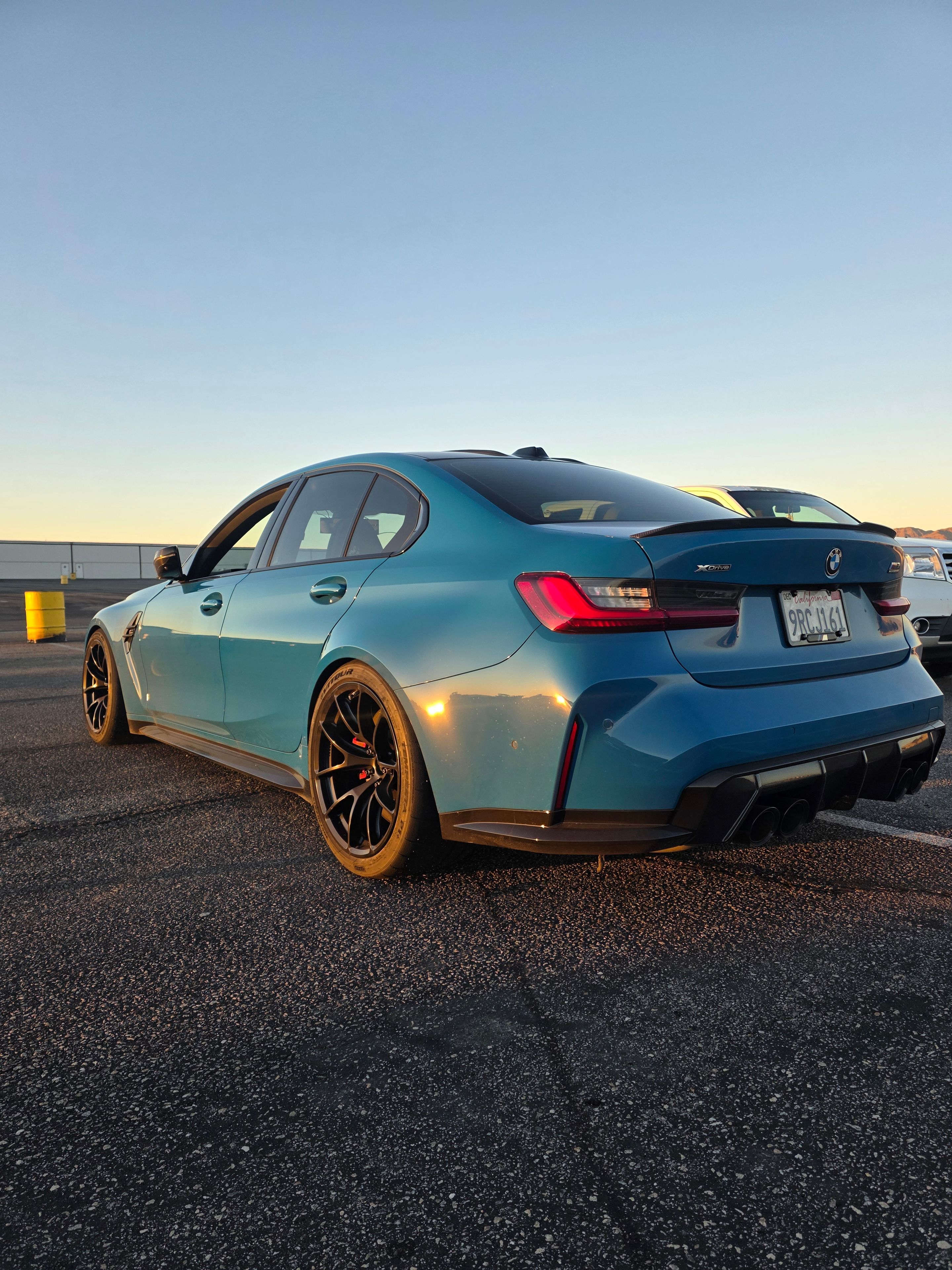 Blue BMW G80 M3 with 19" VS-5RE Apex wheels in Satin Black