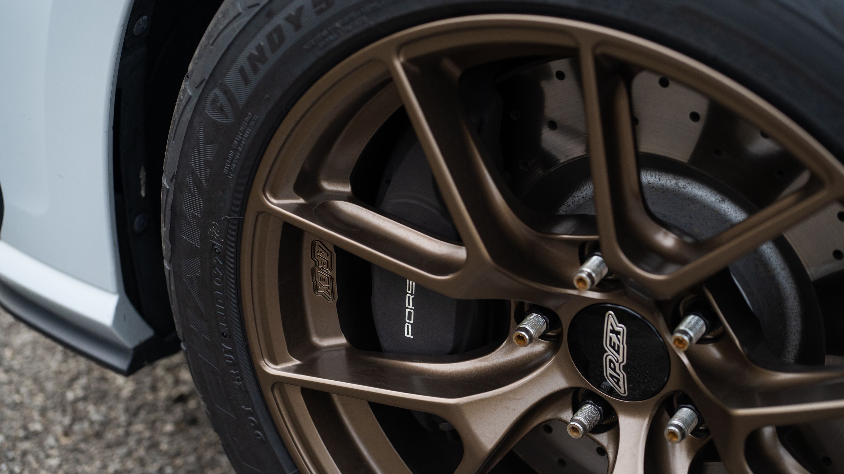 Grey VW MK7 GTI with 17" VS-5RS Apex wheels in Satin Bronze