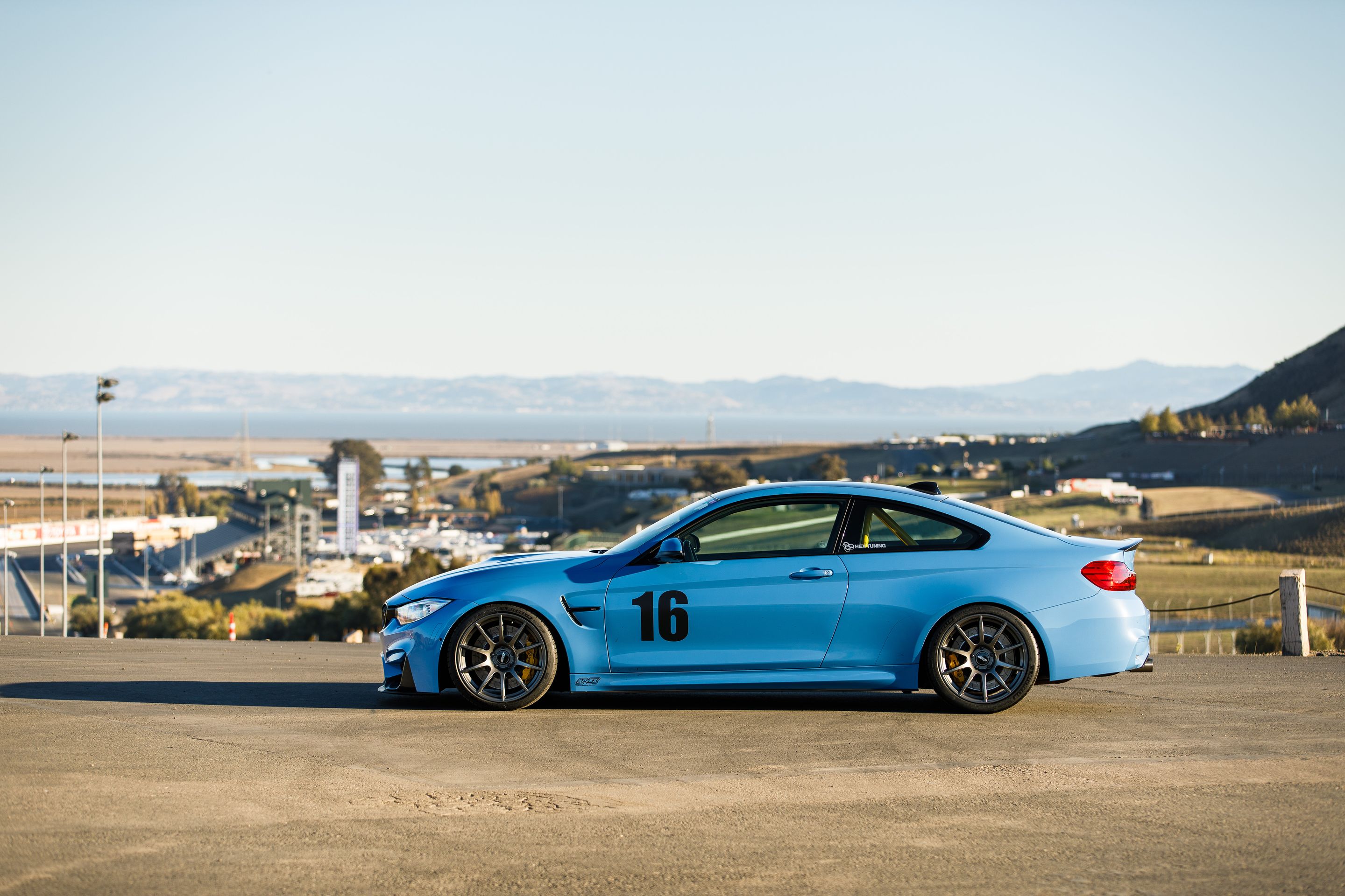 Blue BMW F82 Coupe M4 with 19" SM-10 Apex wheels in Anthracite