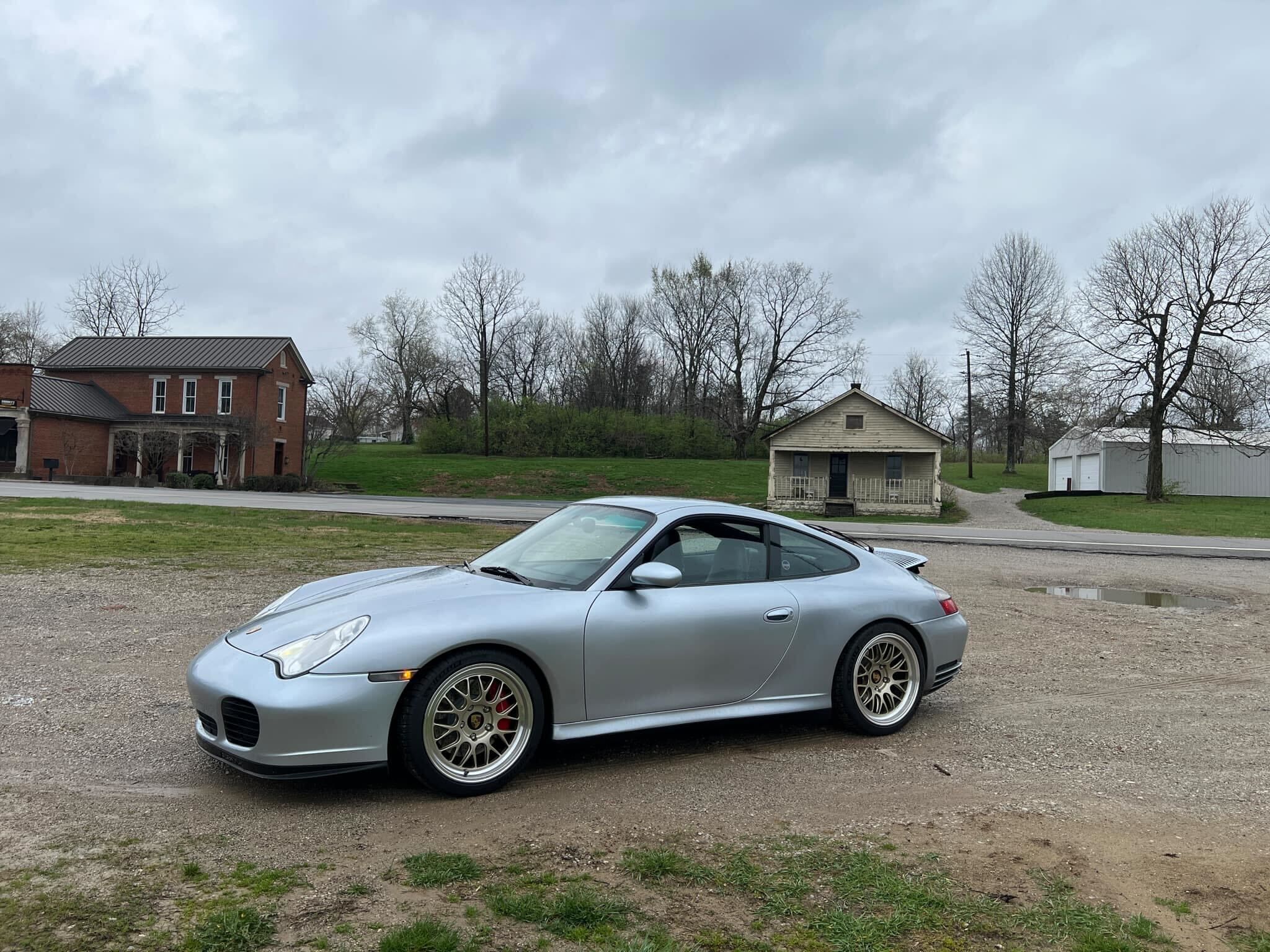 Silver Porsche 911 996 Carrera 4S with 18" ML-10RT Apex wheels in Machined Lip Gloss Motorsport Gold