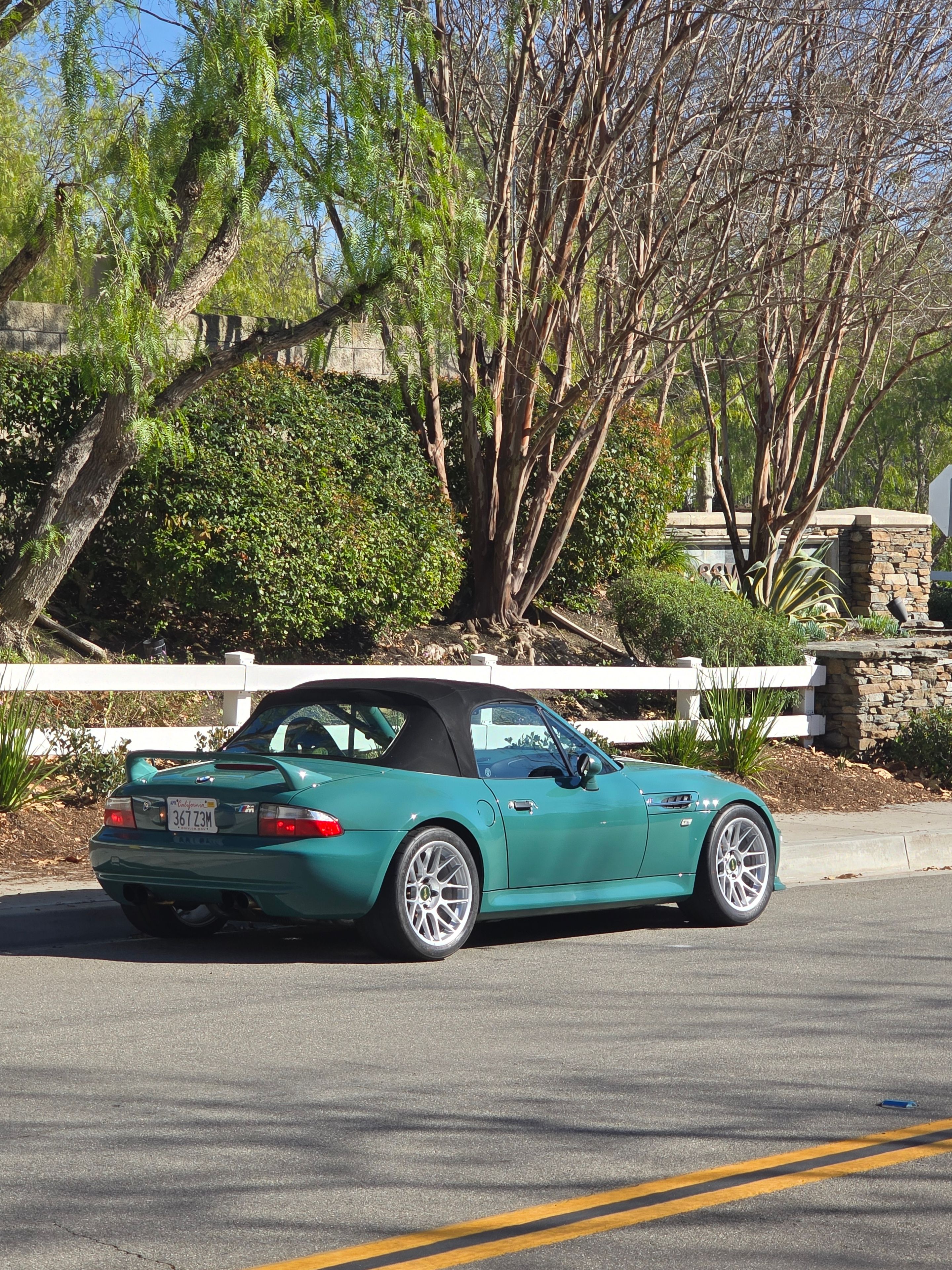 Green BMW E36/7 Roadster Z3 M with 17" ARC-8 Apex wheels in Race Silver