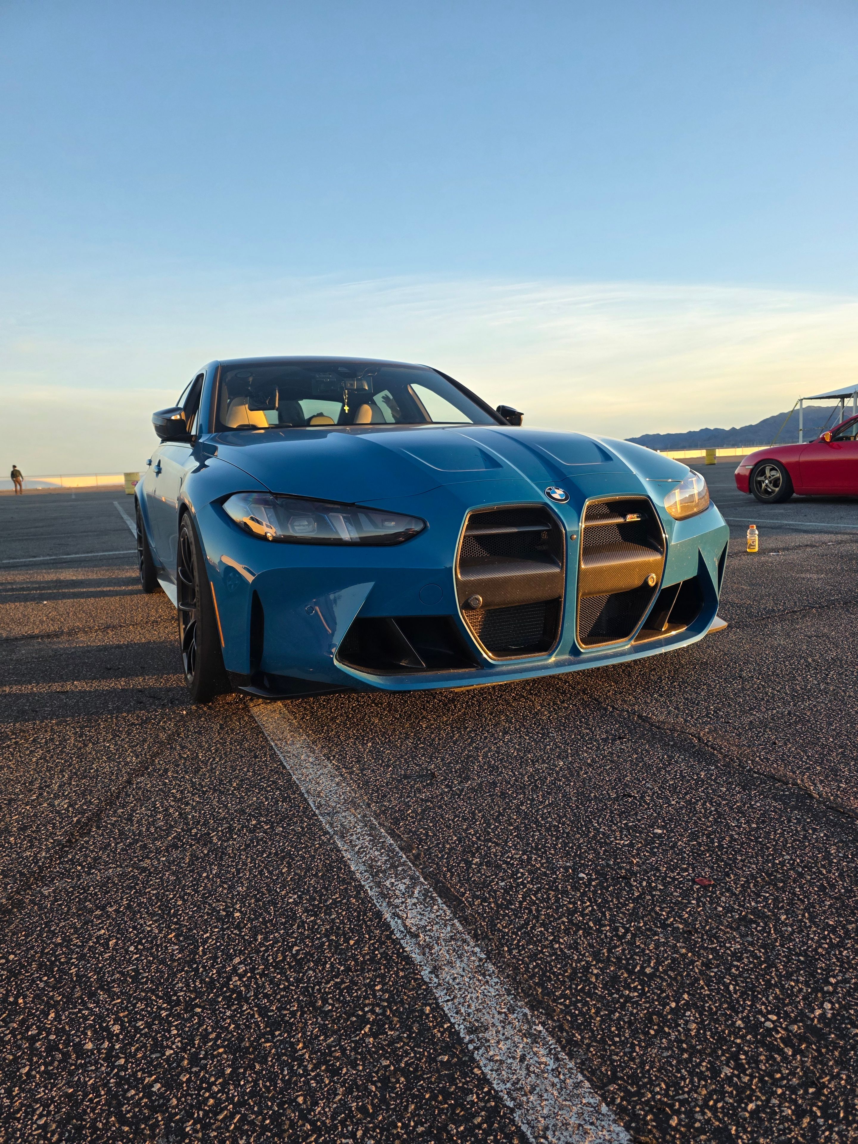 Blue BMW G80 M3 with 19" VS-5RE Apex wheels in Satin Black