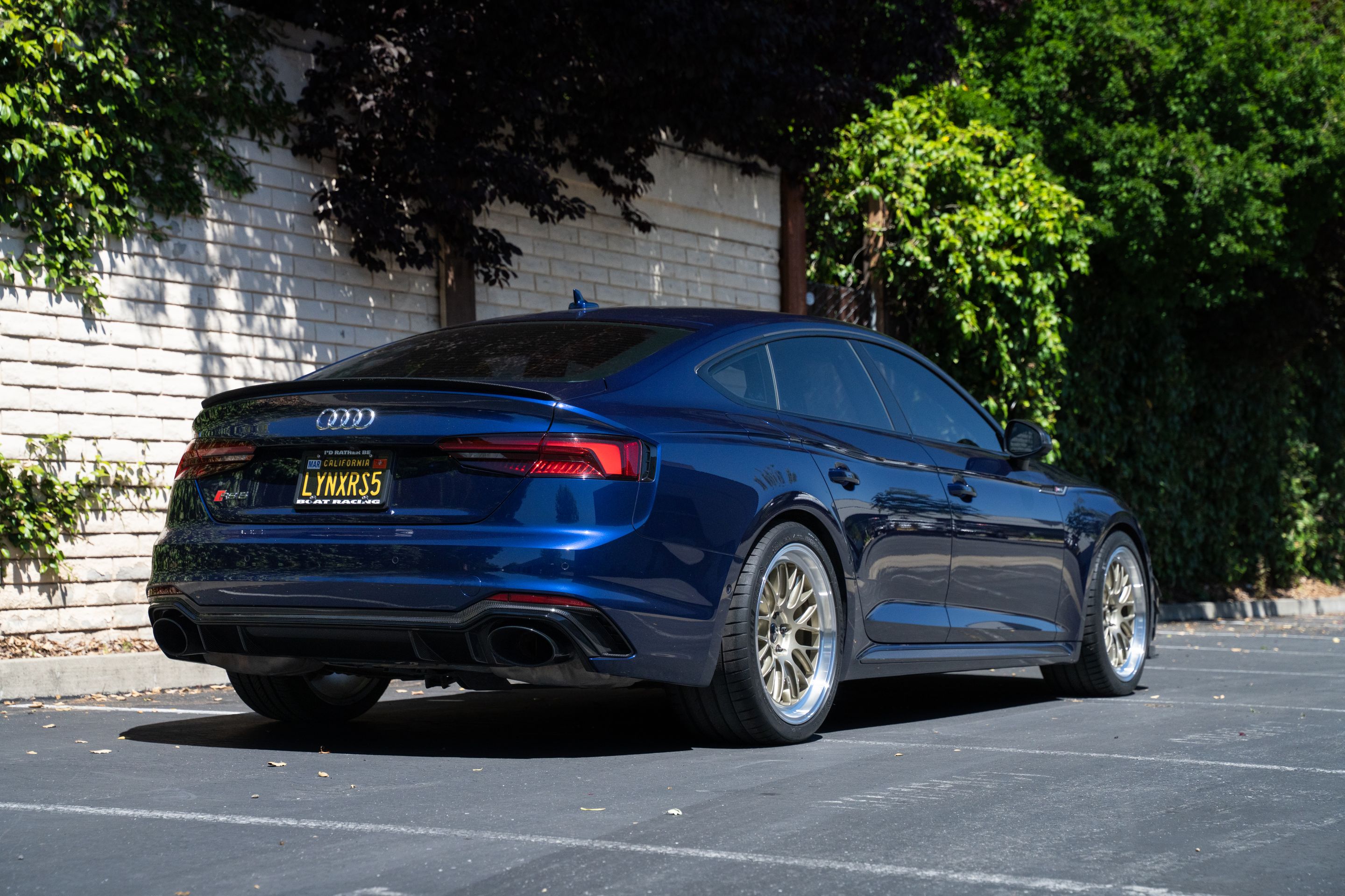 Blue Audi B9 RS 5 Sportback with 19" ML-10RT Apex wheels in Machined Lip Gloss Motorsport Gold