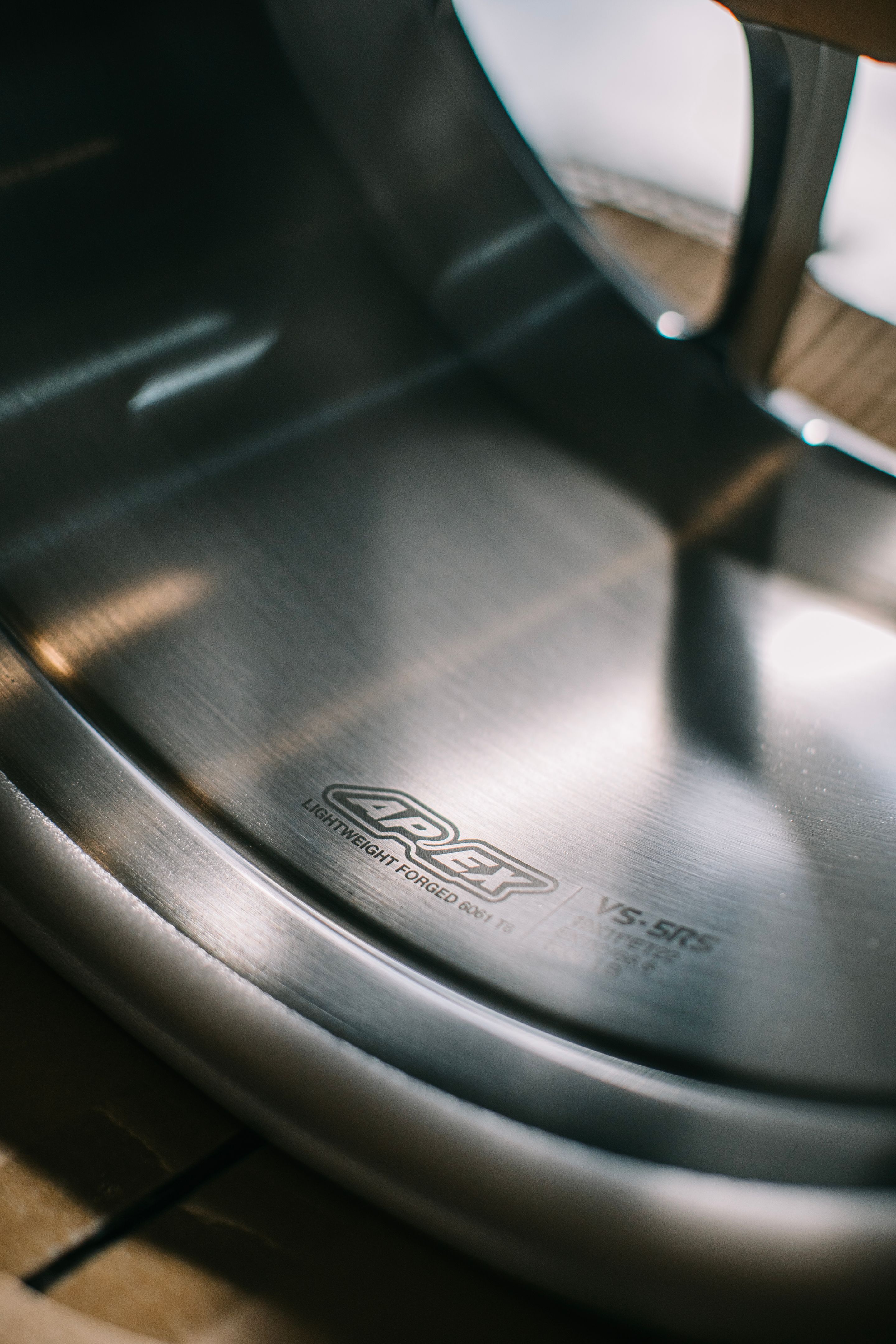 Green BMW G80 M3 with 19" VS-5RS Apex wheels in Brushed Clear