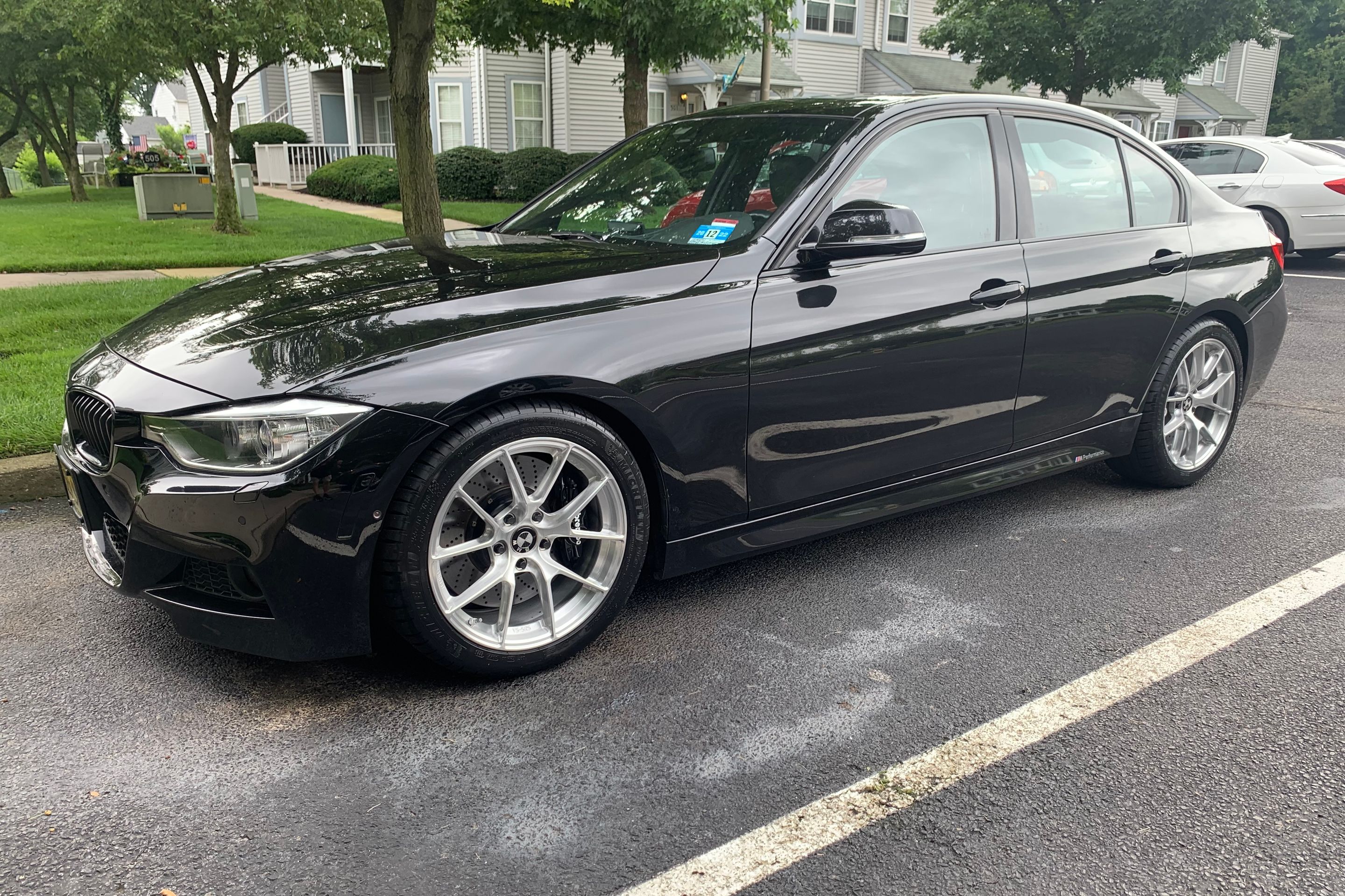 Black BMW F30 Sedan 3 Series with 18" VS-5RS Apex wheels in Brushed Clear