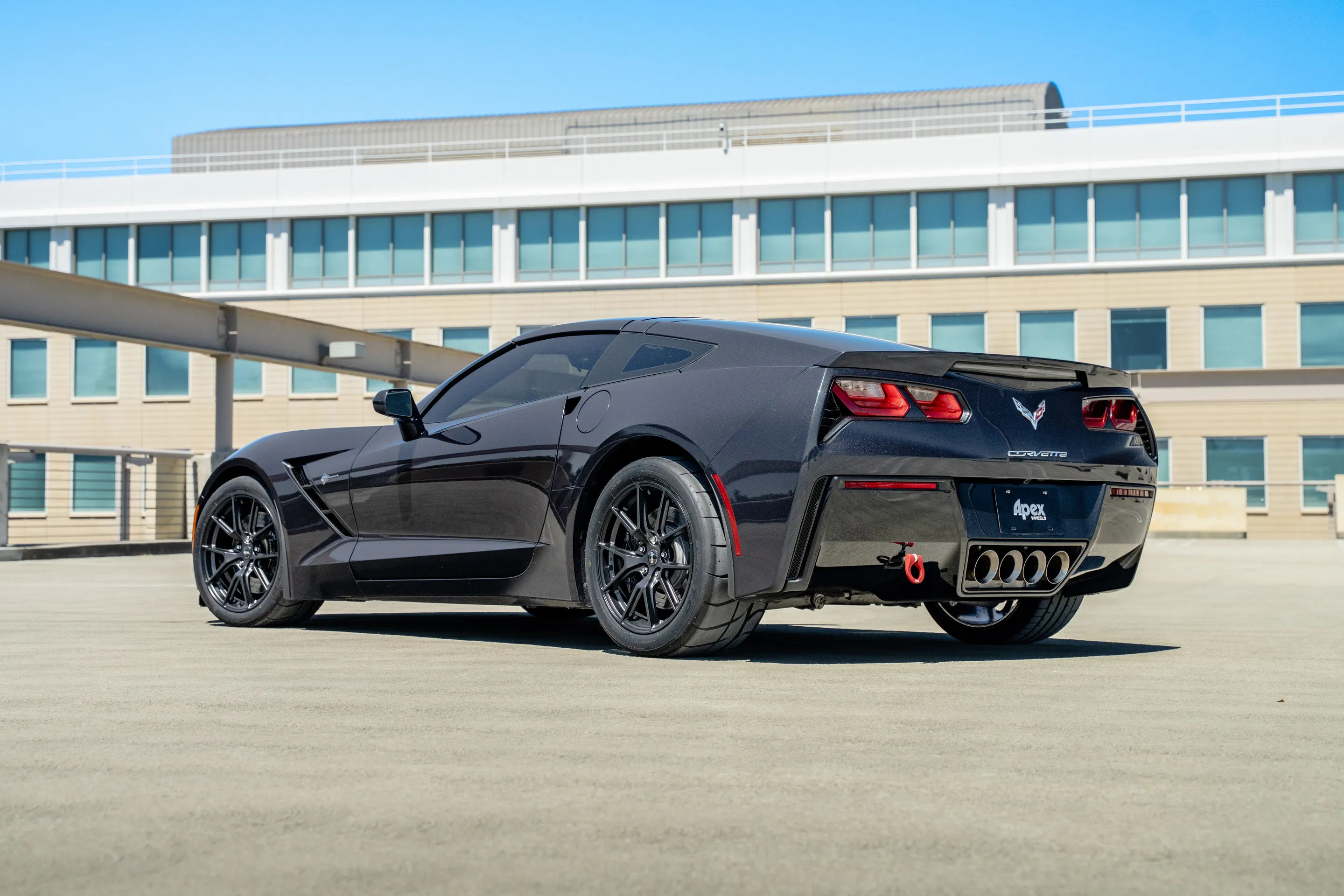 Grey Chevrolet C7 Corvette Stingray/Z51 with 18" VS-5 Apex wheels in Satin Black