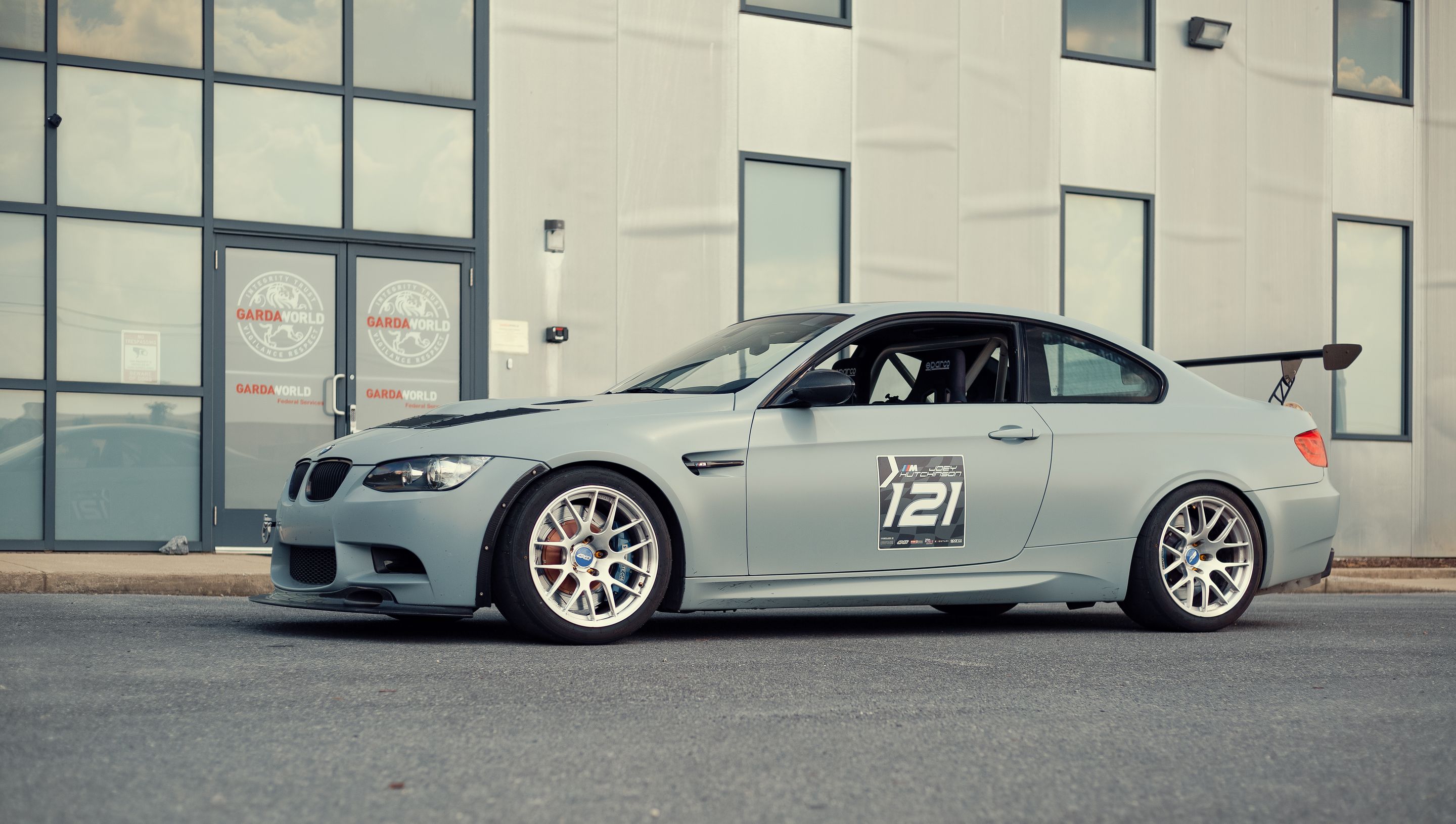 Grey BMW E92 Coupe M3 with 18" EC-7R Apex wheels in Brushed Clear