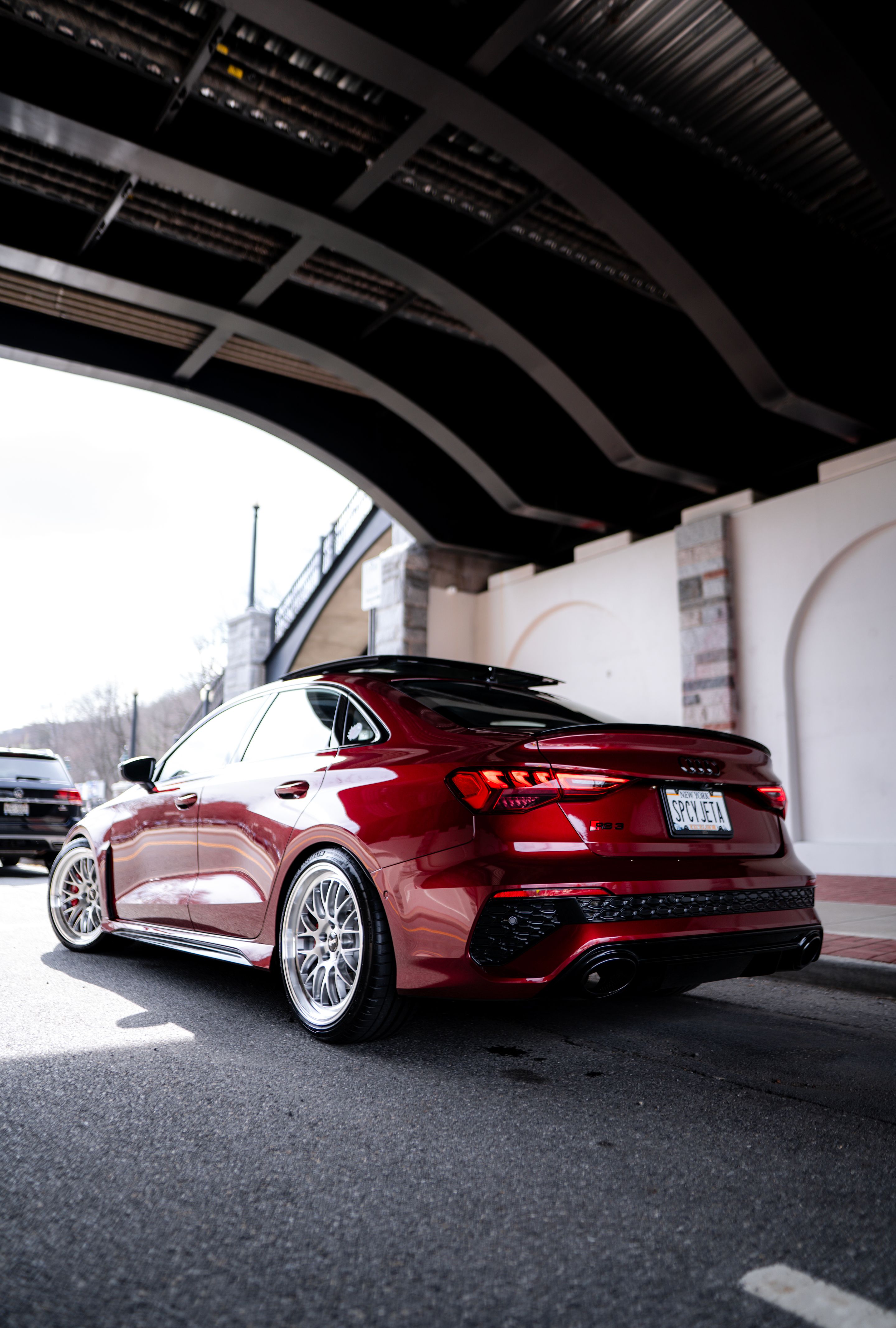 Red Audi 8Y RS 3 with 19" ML-10RT Apex wheels in Machined Lip Brushed Clear