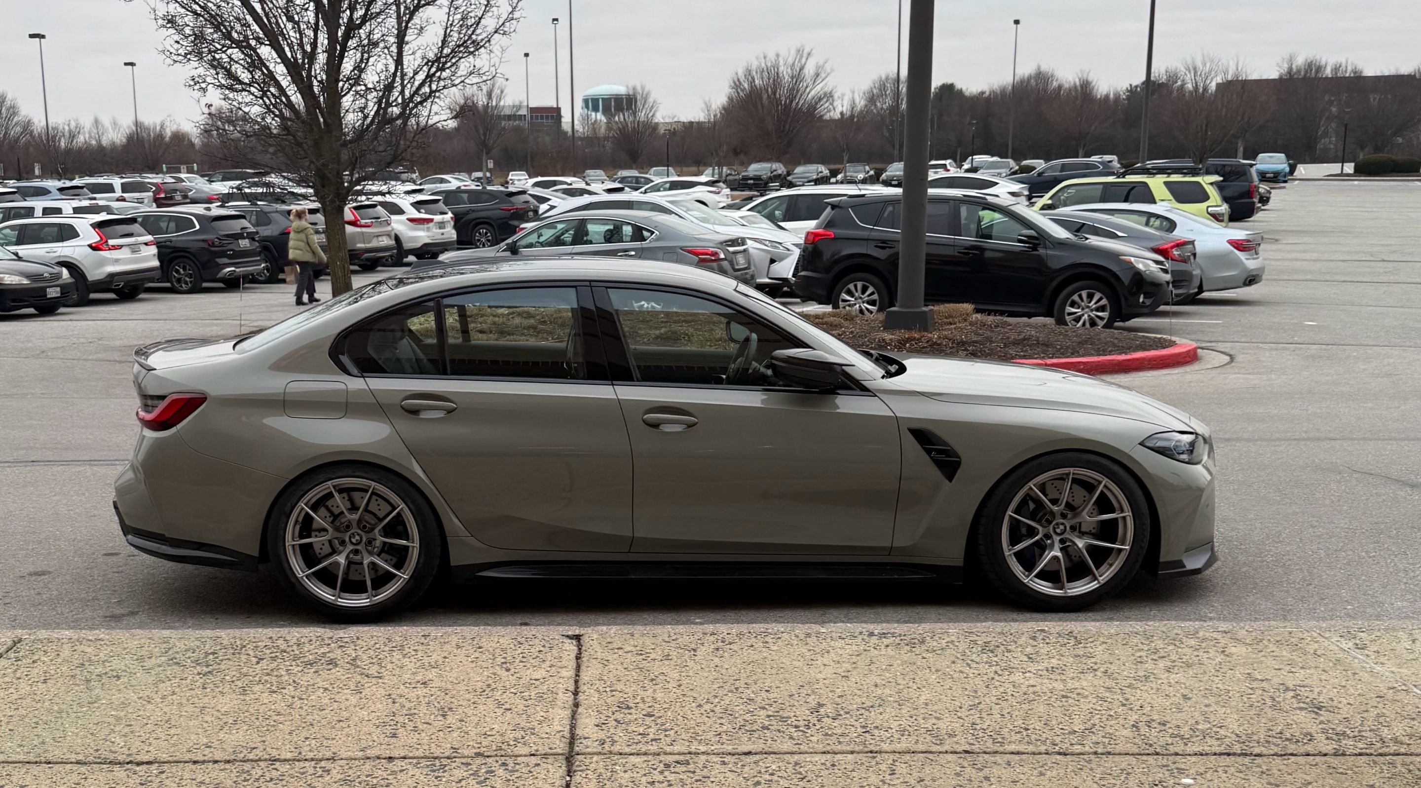 Grey BMW G80 M3 with 19" VS-5RS Apex wheels in Brushed Clear