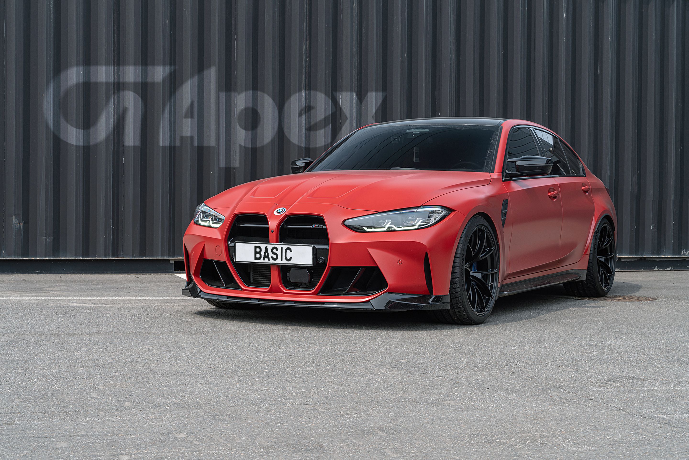 Red BMW G80 M3 with 20" VS-5RS Apex wheels in Satin Black