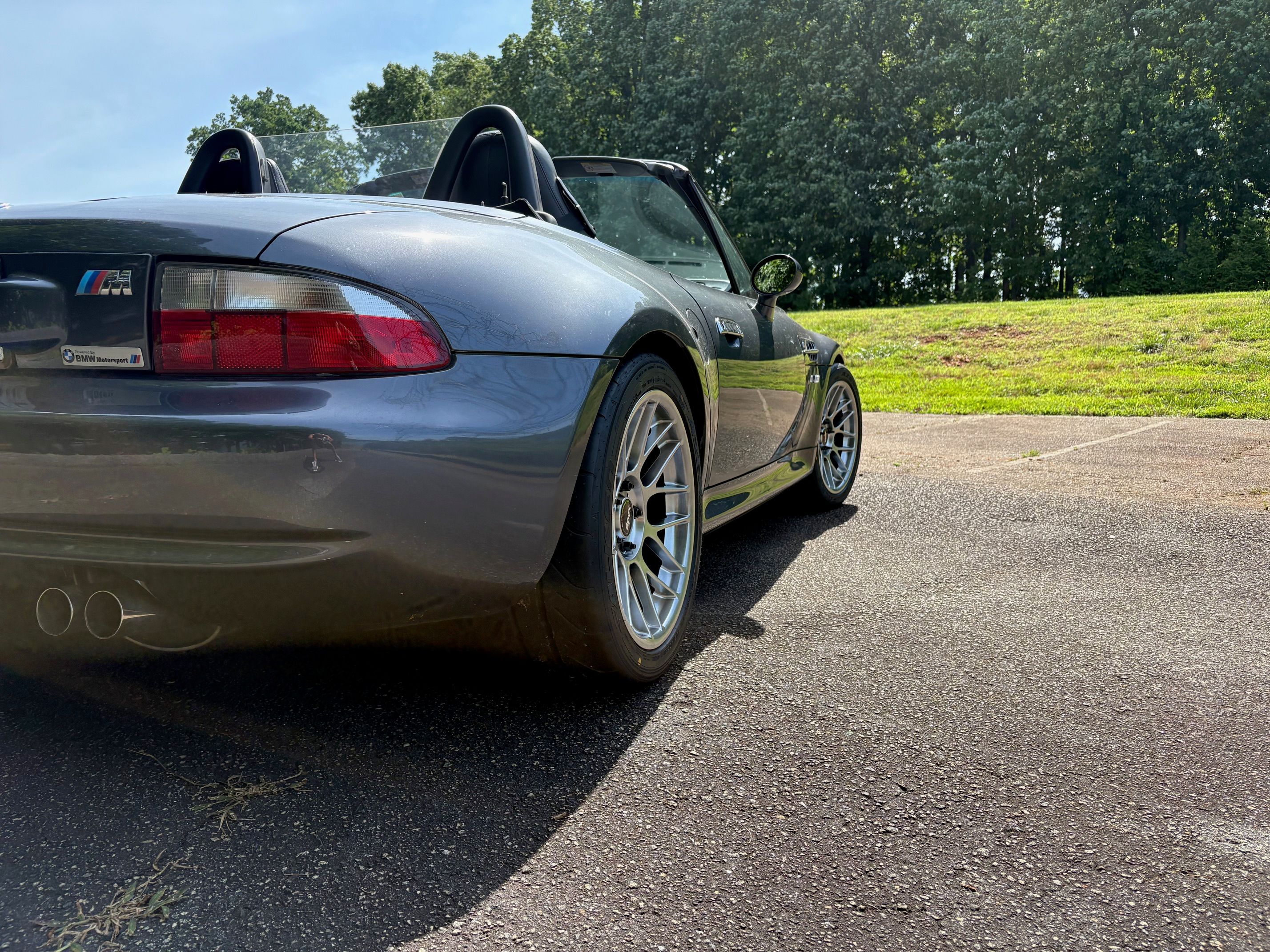 Grey BMW E36/7 Roadster Z3 M with 17" ARC-8 Apex wheels in Hyper Black