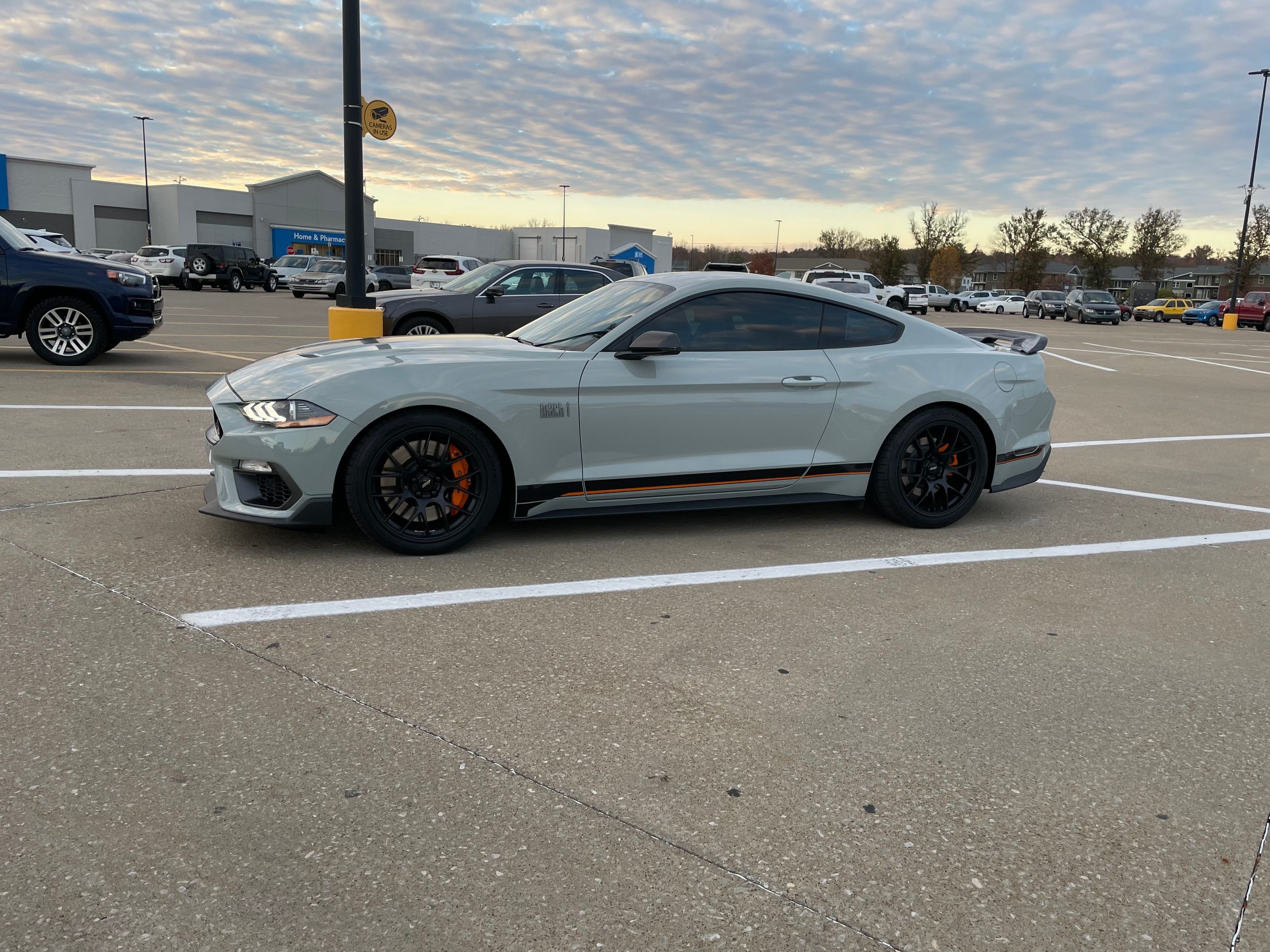 Grey Ford S550 Mustang Mach 1 with 19" EC-7 Apex wheels in Satin Black
