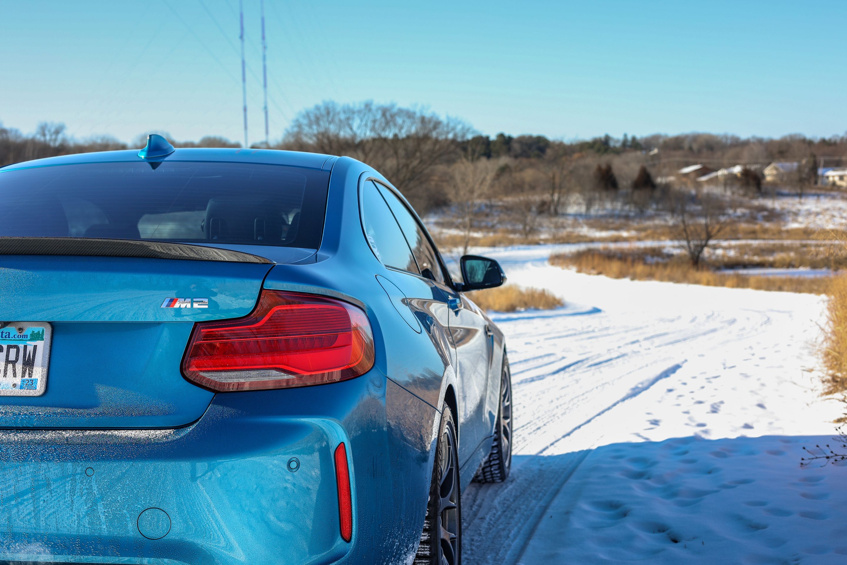 Blue BMW F87 M2 with 18" EC-7 Apex wheels in Anthracite