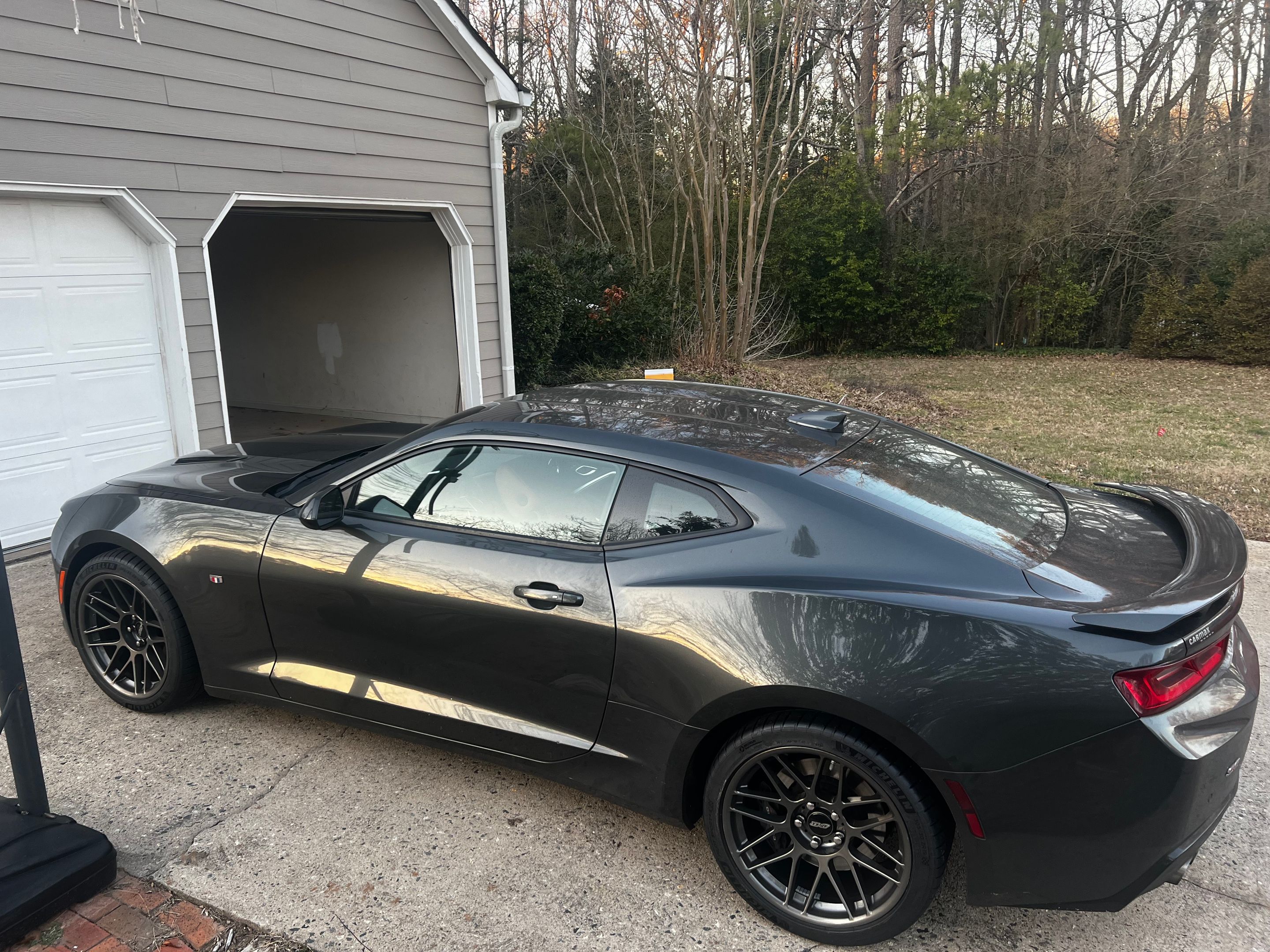 Grey Chevrolet 6th Gen Camaro SS with 19" ARC-8 Apex wheels in Anthracite