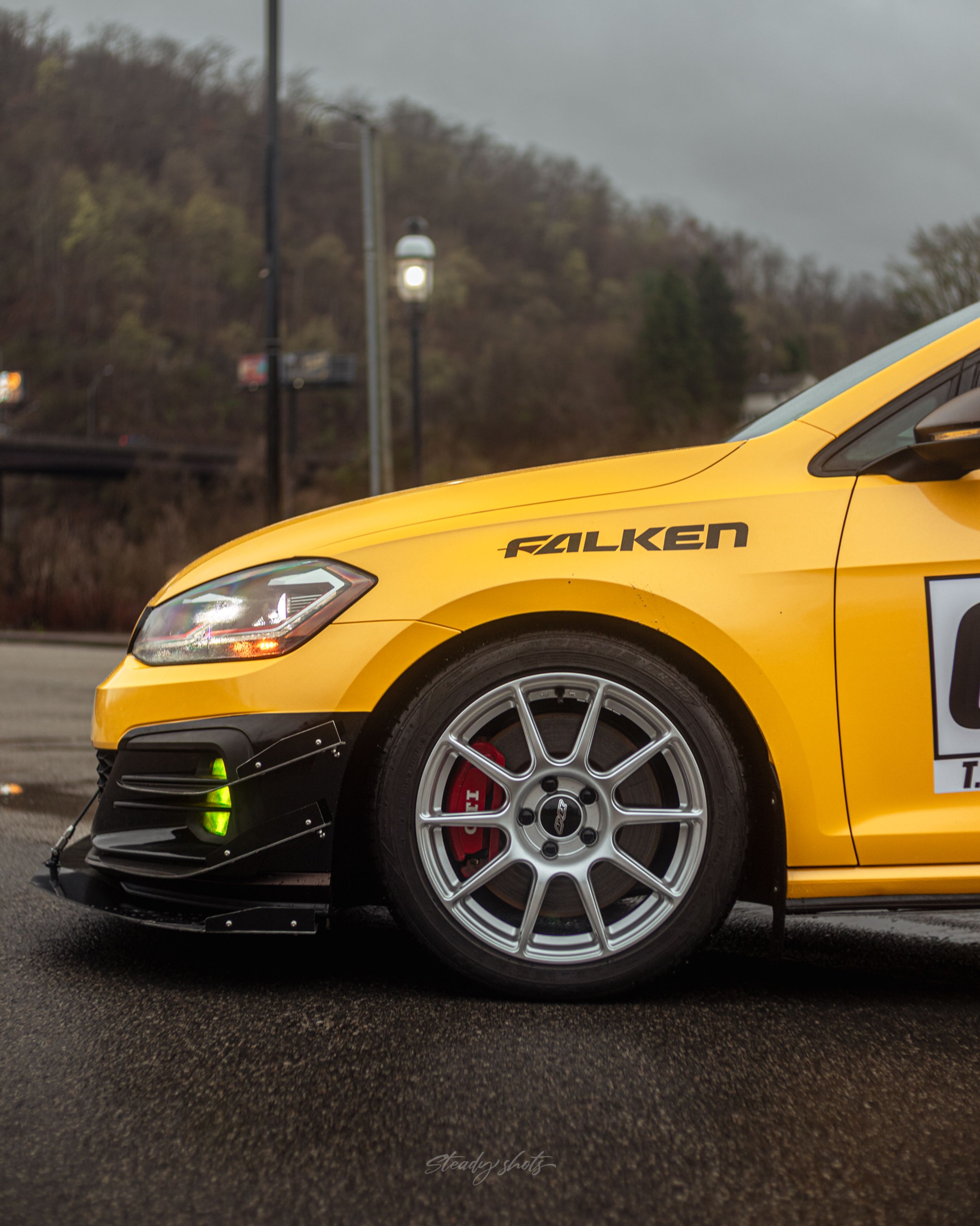 Race Livery VW MK7 GTI with 17" SM-10 Apex wheels in Race Silver