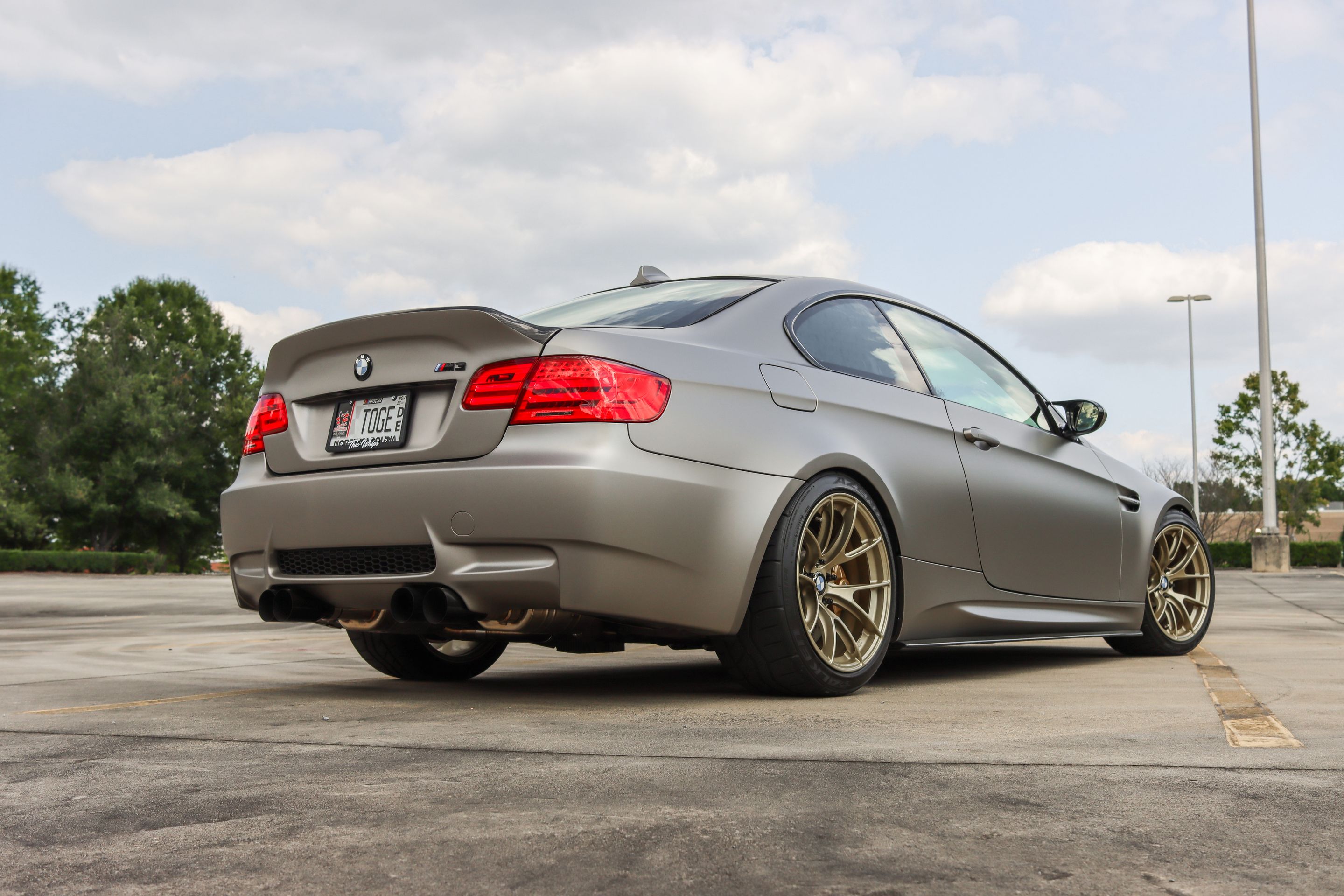 Grey BMW E92 Coupe M3 with 18" VS-5RS Apex wheels in Motorsport Gold