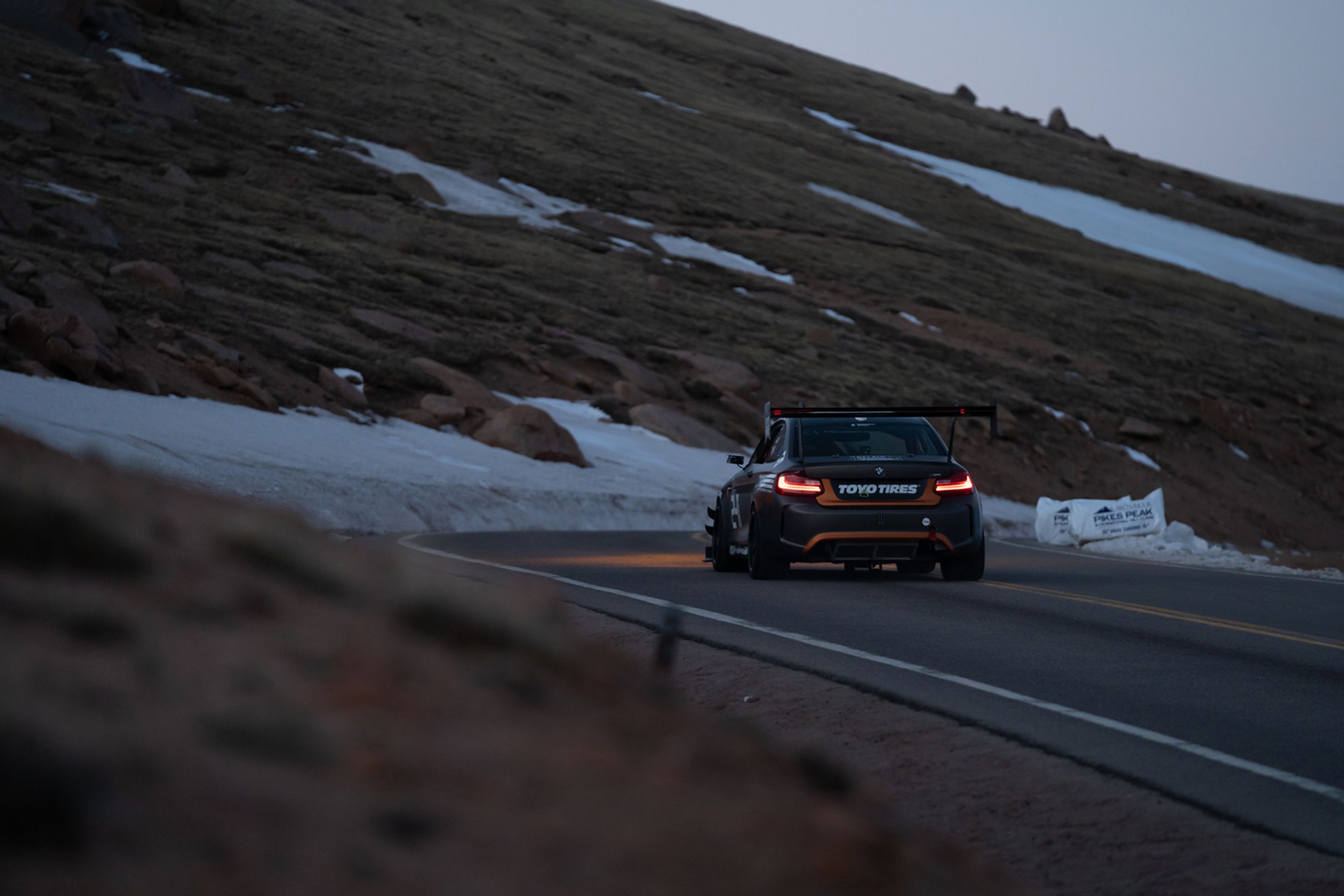Grey BMW F87 M2 with 18" FL-5 Apex wheels in Satin Black
