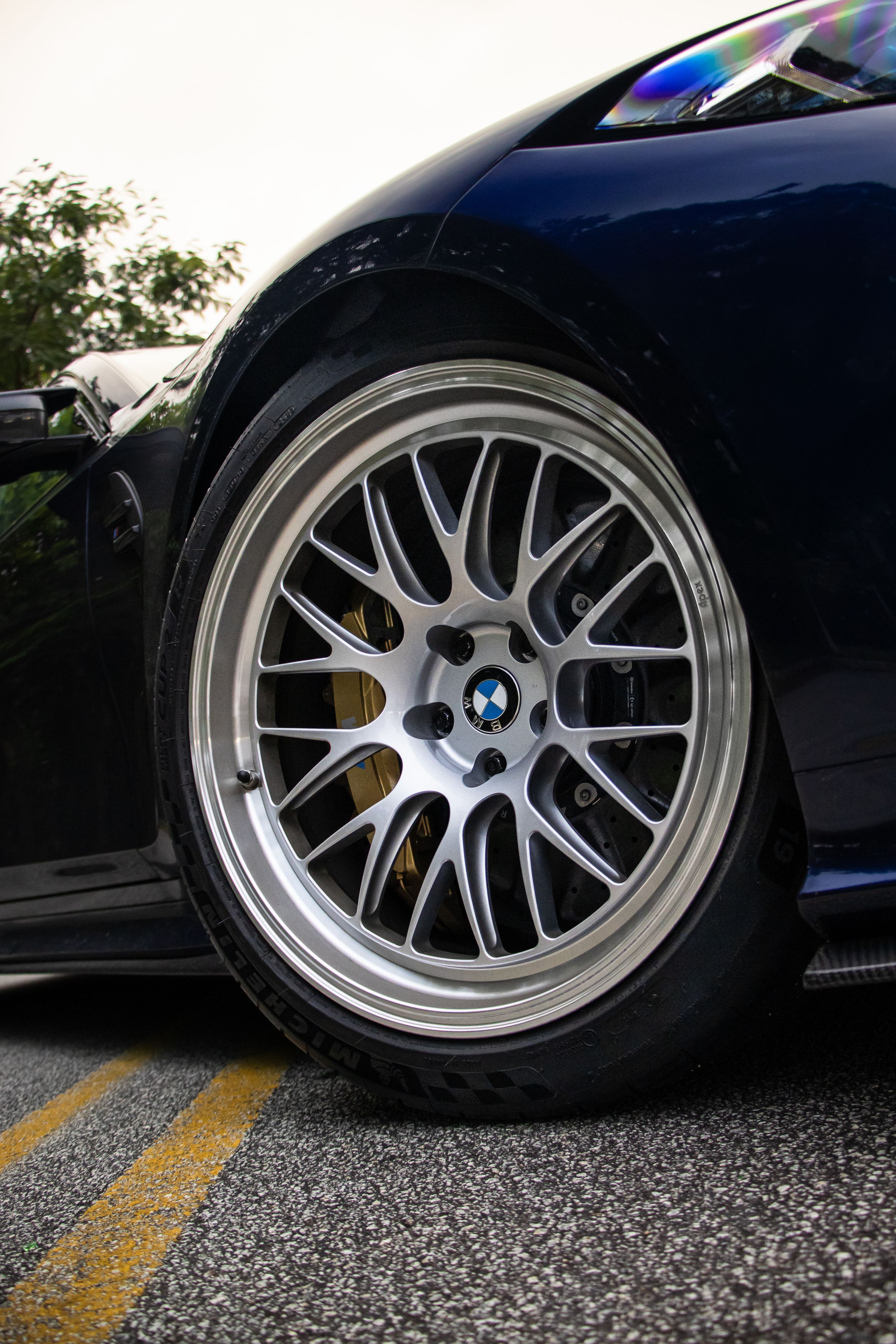 Blue BMW G80 M3 with 19" ML-10RT Apex wheels in Machined Lip Race Silver