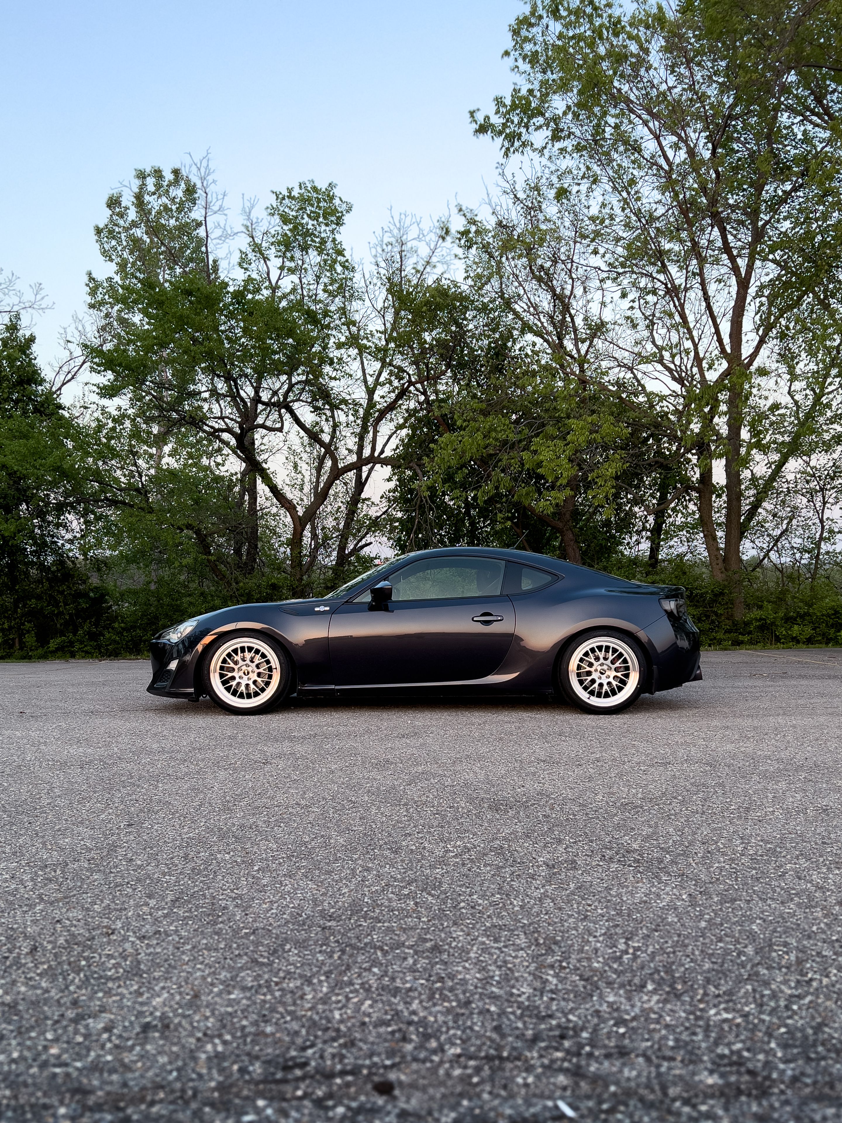 Grey Scion FR-S with 18" ML-10RT Apex wheels in Machined Lip Brushed Clear