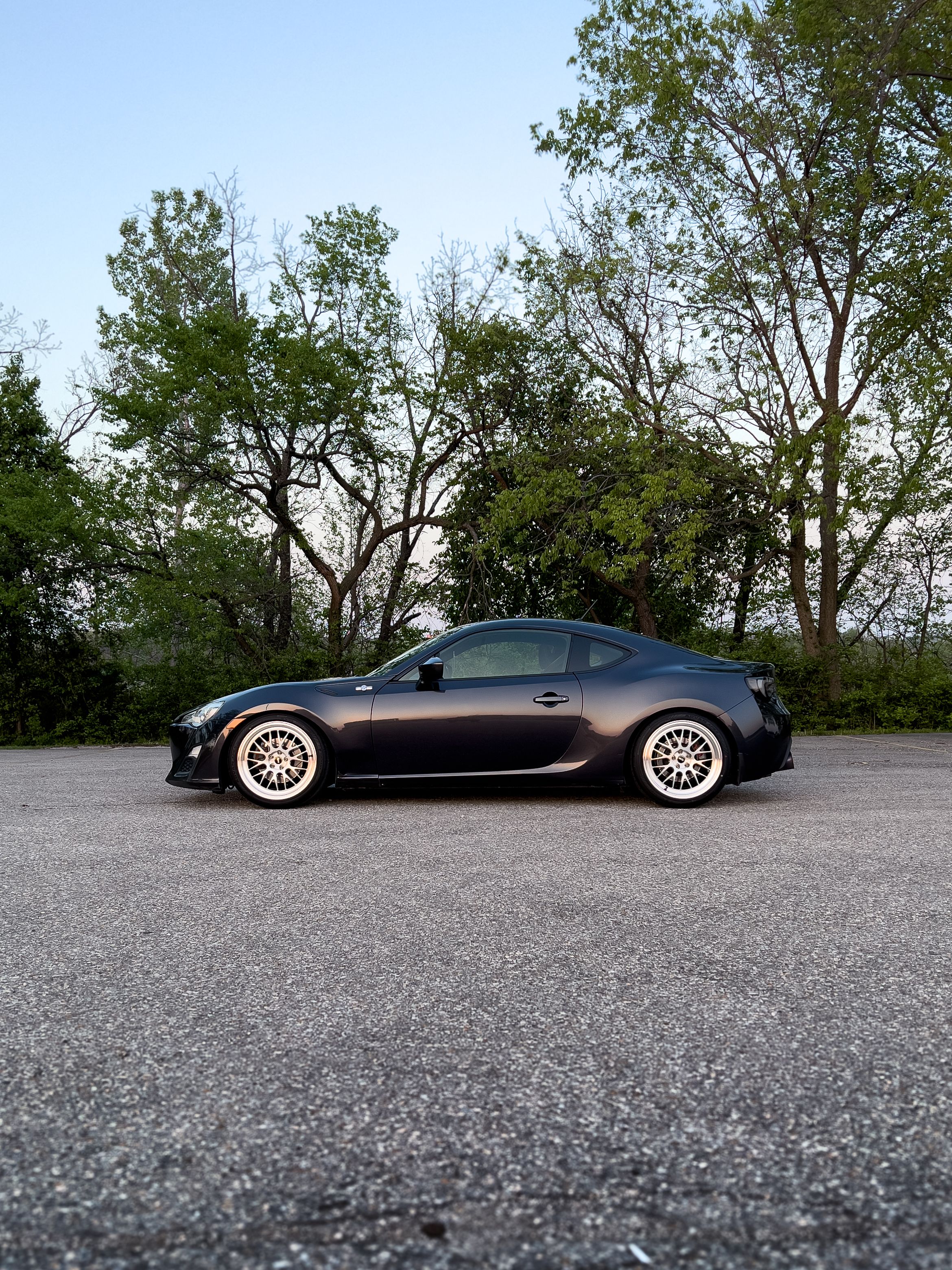 Grey Scion FR-S with 18" ML-10RT Apex wheels in Machined Lip Brushed Clear