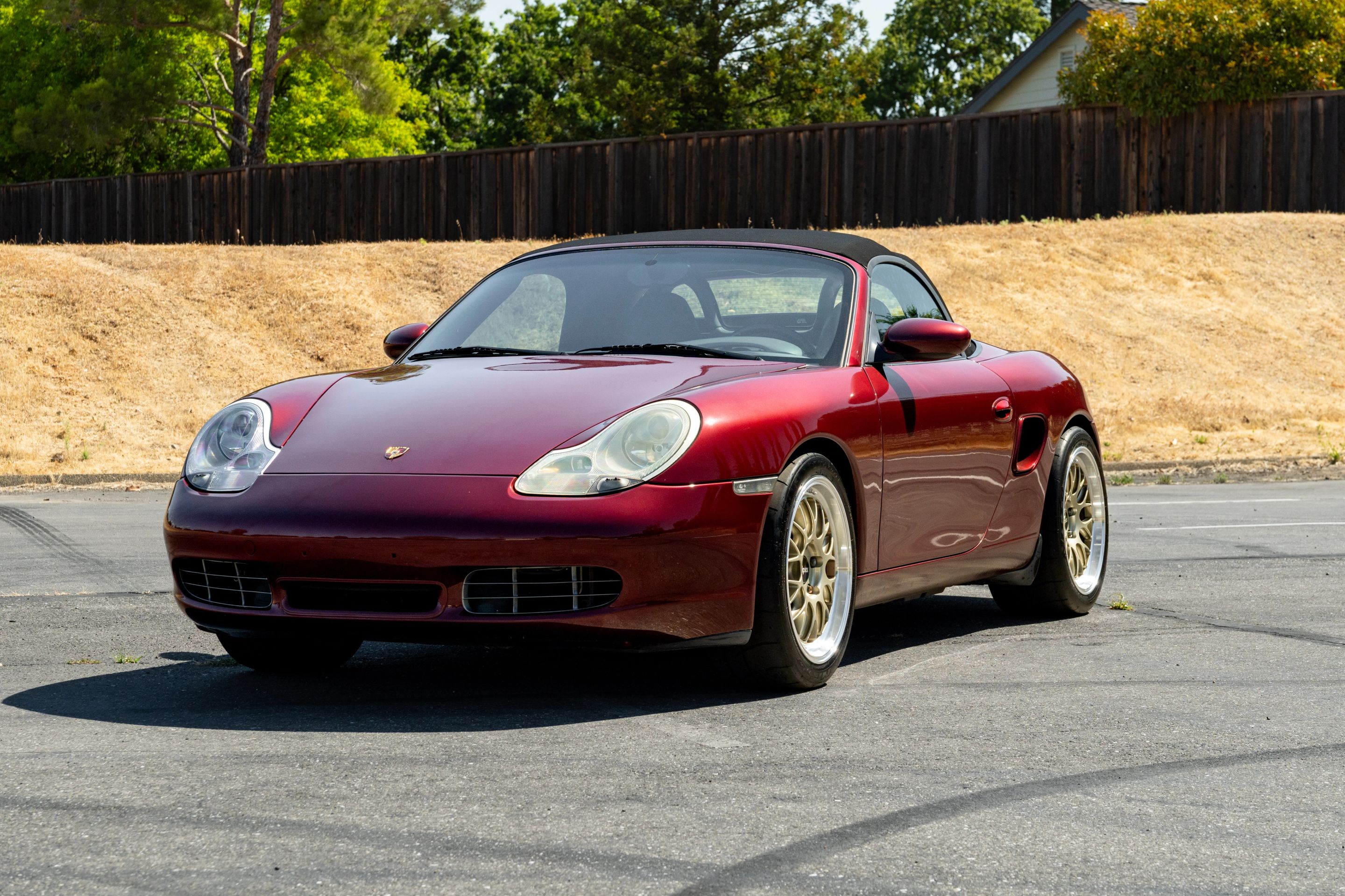 Red Porsche 986 Boxster with 18" ML-10RT Apex wheels in Machined Lip Gloss Motorsport Gold