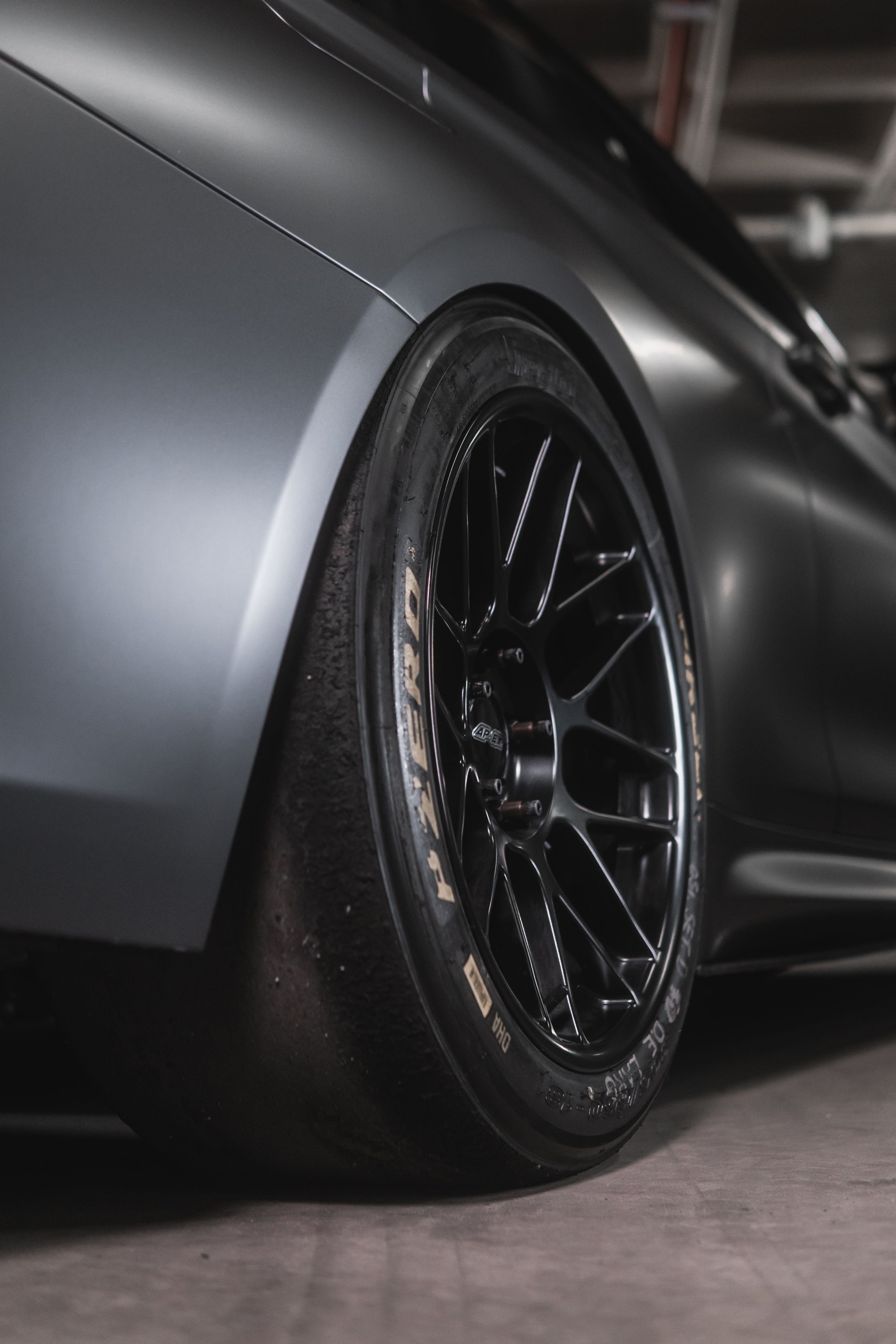 Black BMW F82 Coupe M4 with 18" ARC-8 Apex wheels in Satin Black