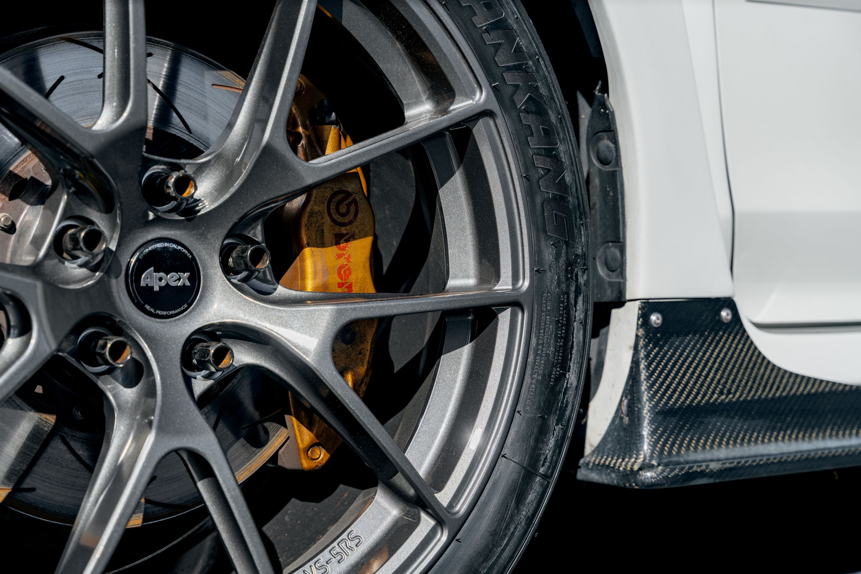 White Subaru VA WRX STI with 18" VS-5RS Apex wheels in Anthracite