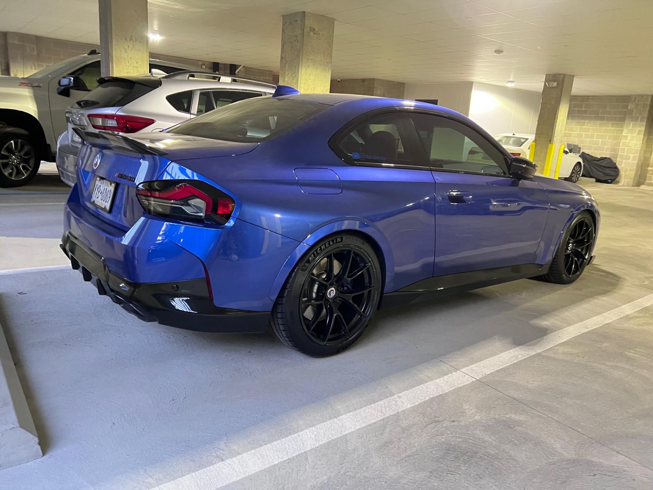 Blue BMW G42 2 Series with 19" VS-5RS Apex wheels in Satin Black