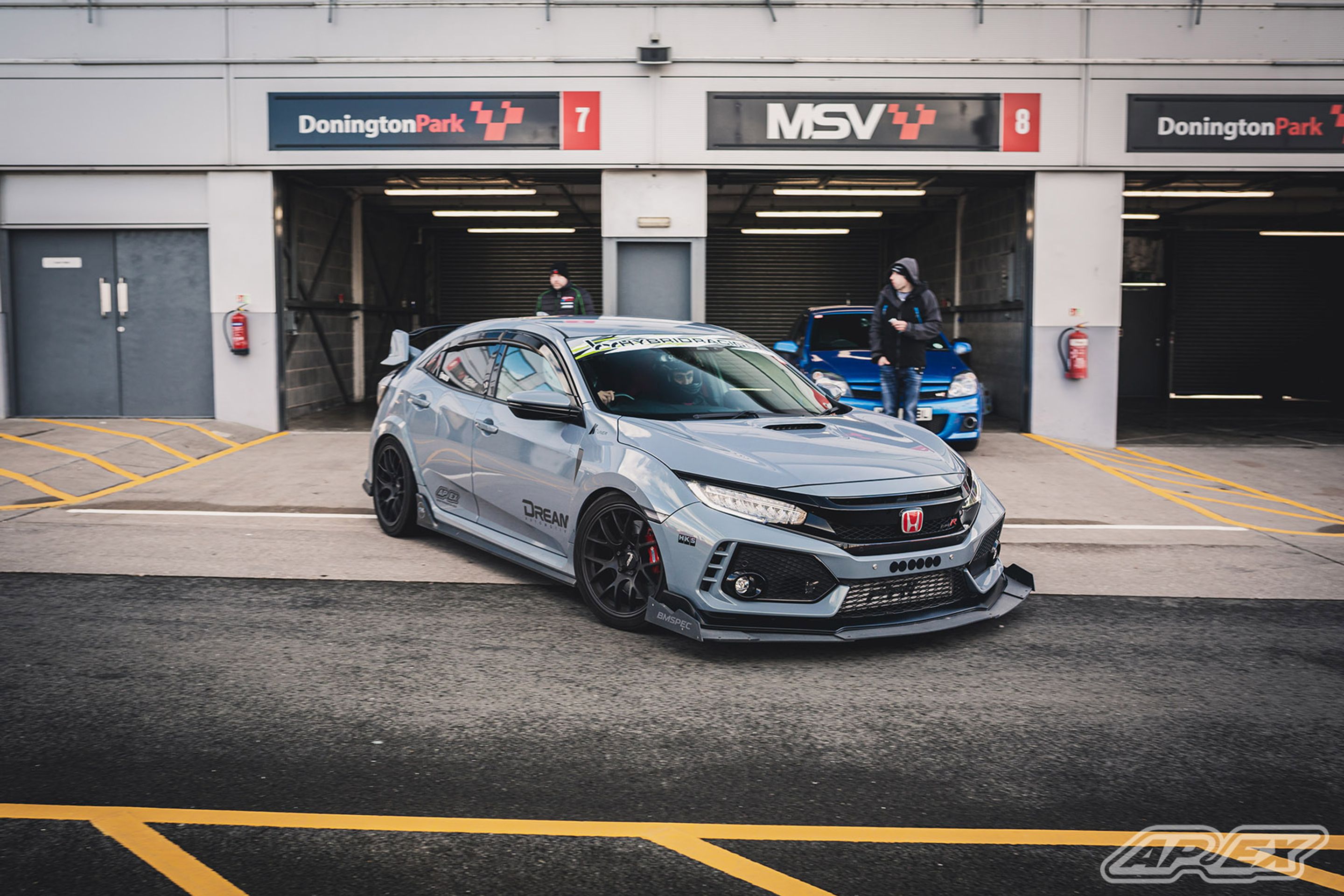 Grey Honda FK8 Civic Type-R with 18" EC-7 Apex wheels in Satin Black