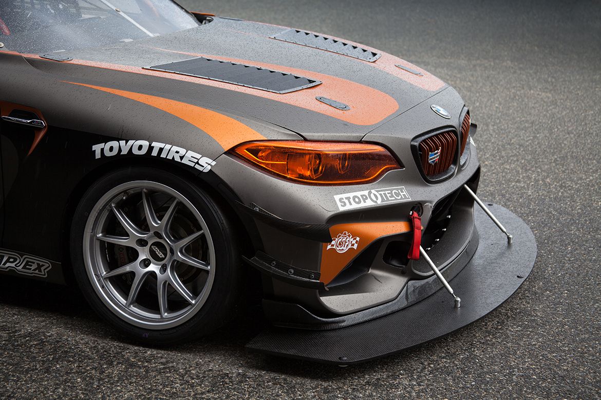 Grey BMW F87 M2 with 18" FL-5 Apex wheels in Race Silver