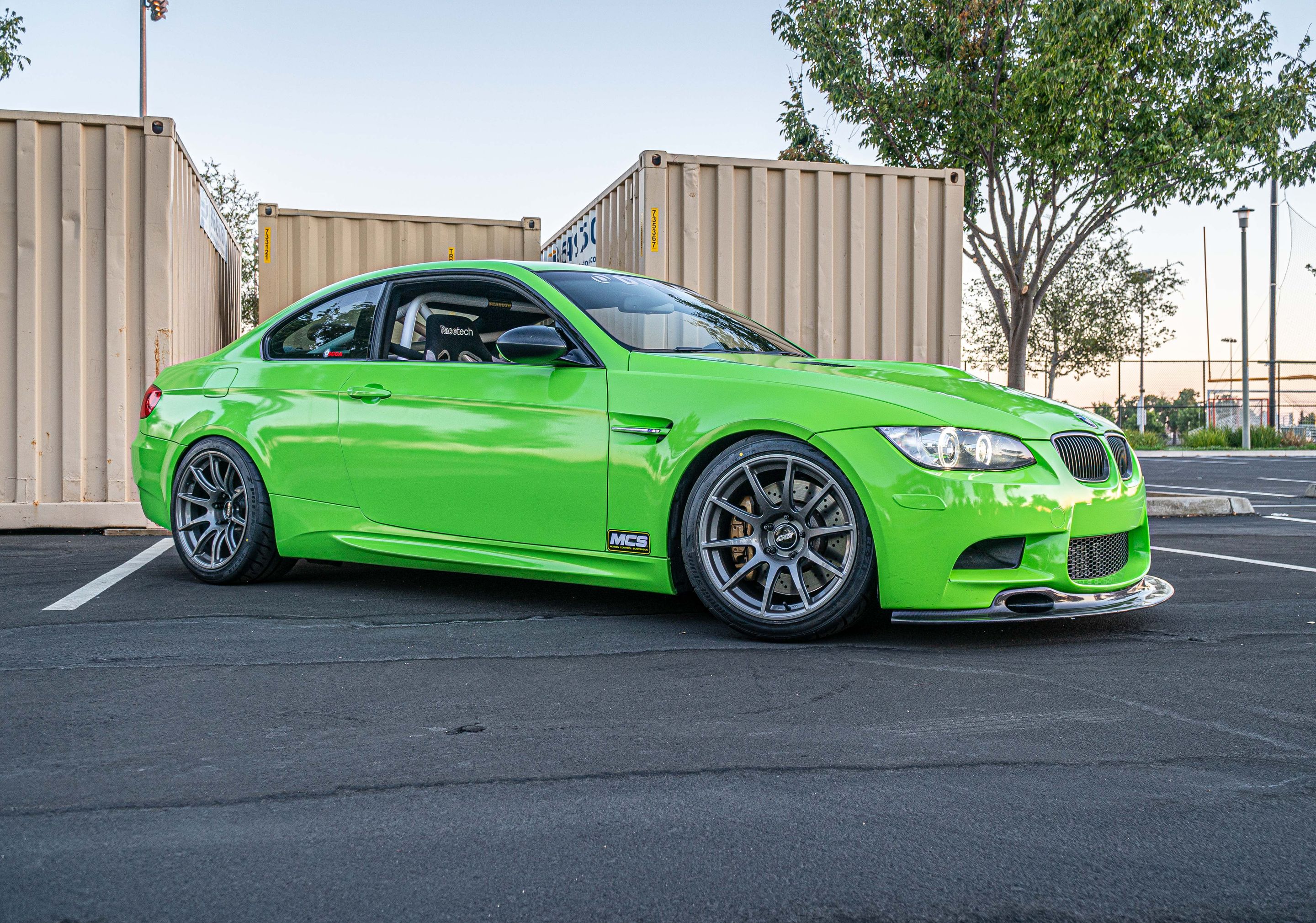 Green BMW E92 Coupe M3 with 18" SM-10 Apex wheels in Anthracite
