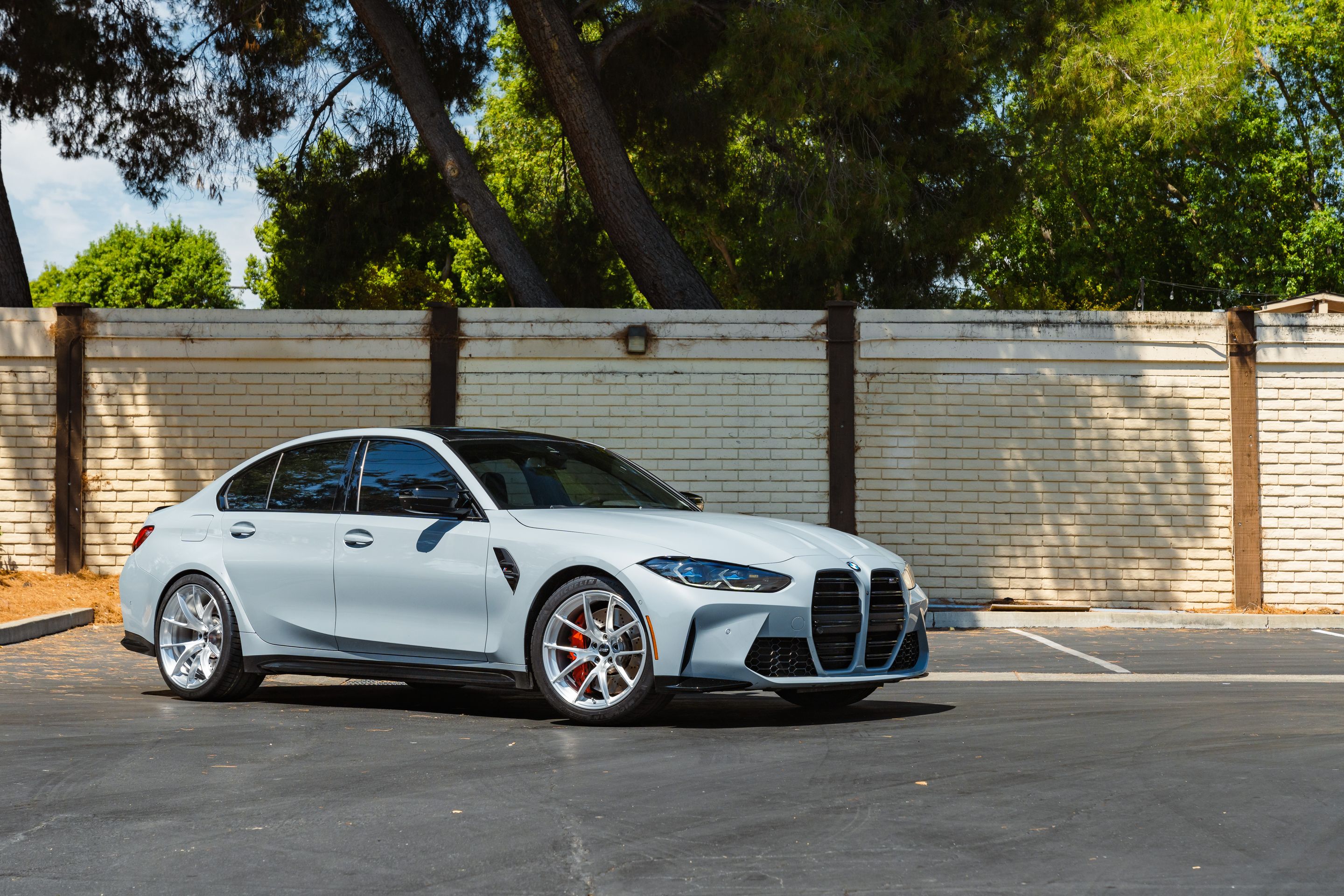 Grey BMW G80 M3 with 19"/20" VS-5RS Apex wheels in Brushed Clear