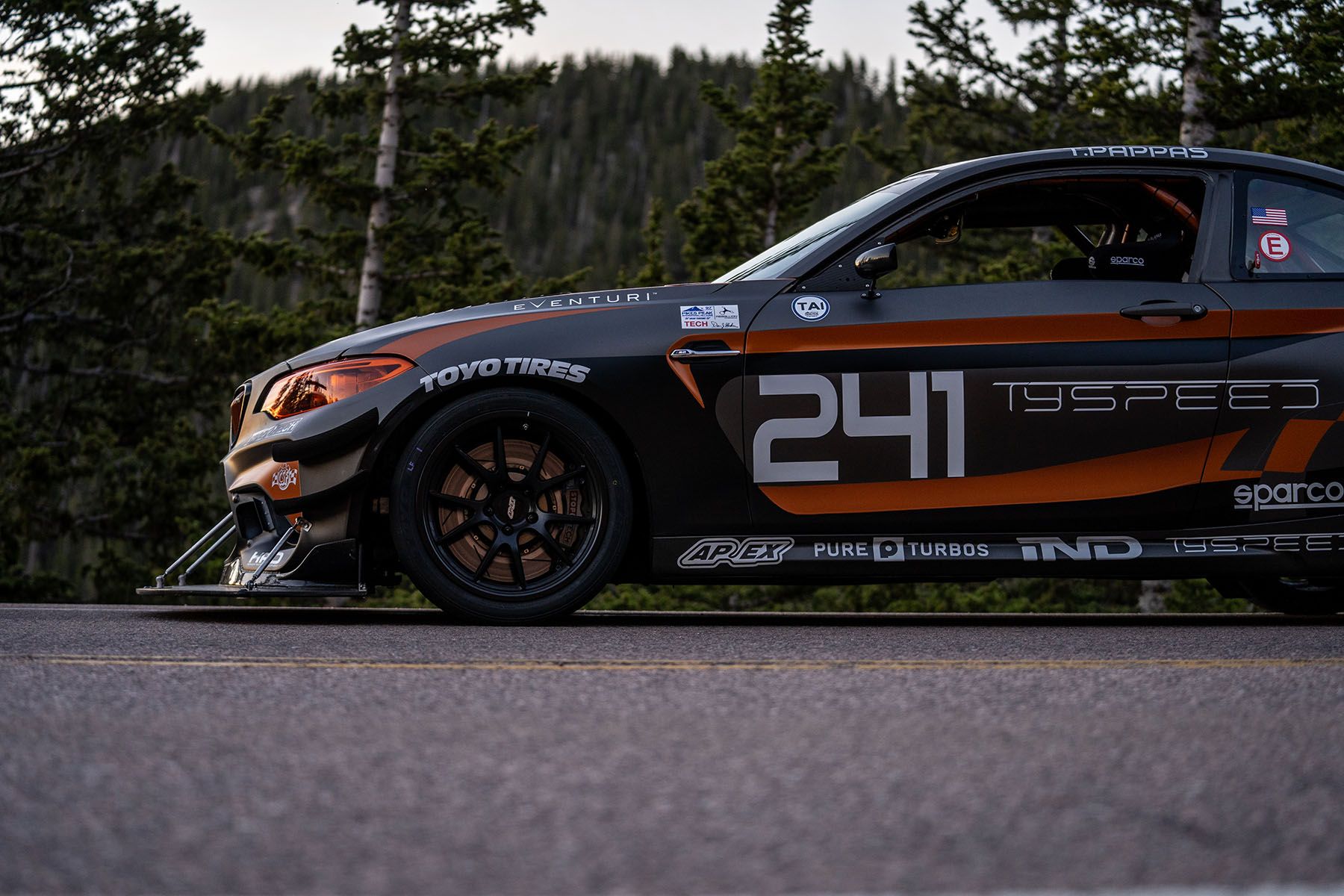 Grey BMW F87 M2 with 18" FL-5 Apex wheels in Satin Black