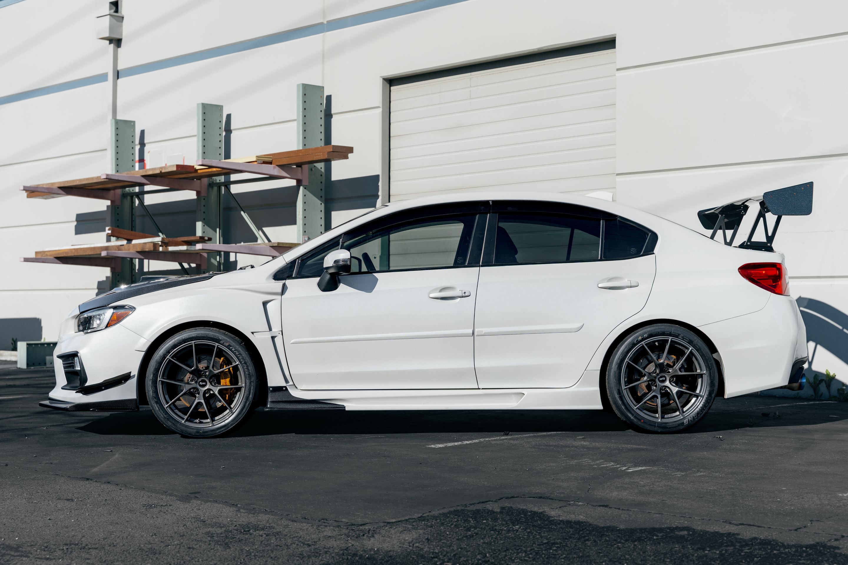 White Subaru VA WRX STI with 18" VS-5RS Apex wheels in Anthracite
