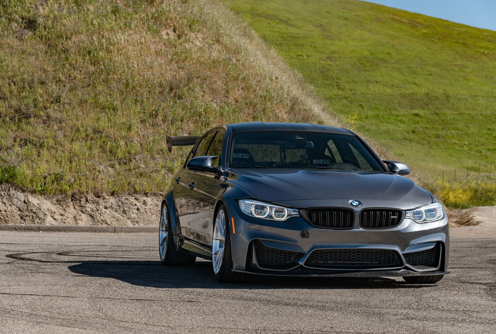 Grey BMW F80 M3 with 19" VS-5RS Apex wheels in Brushed Clear