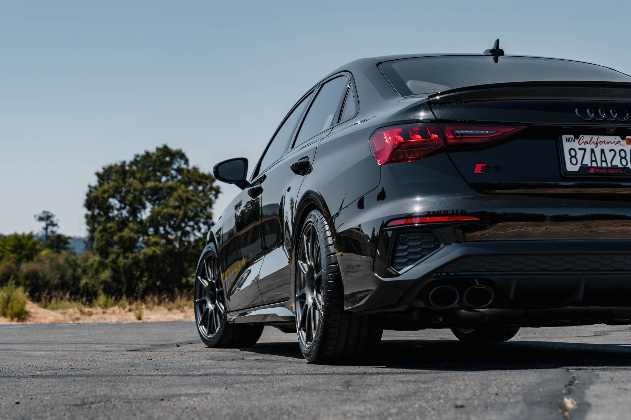 Black Audi 8Y S3 with 18" SM-10 Apex wheels in Anthracite