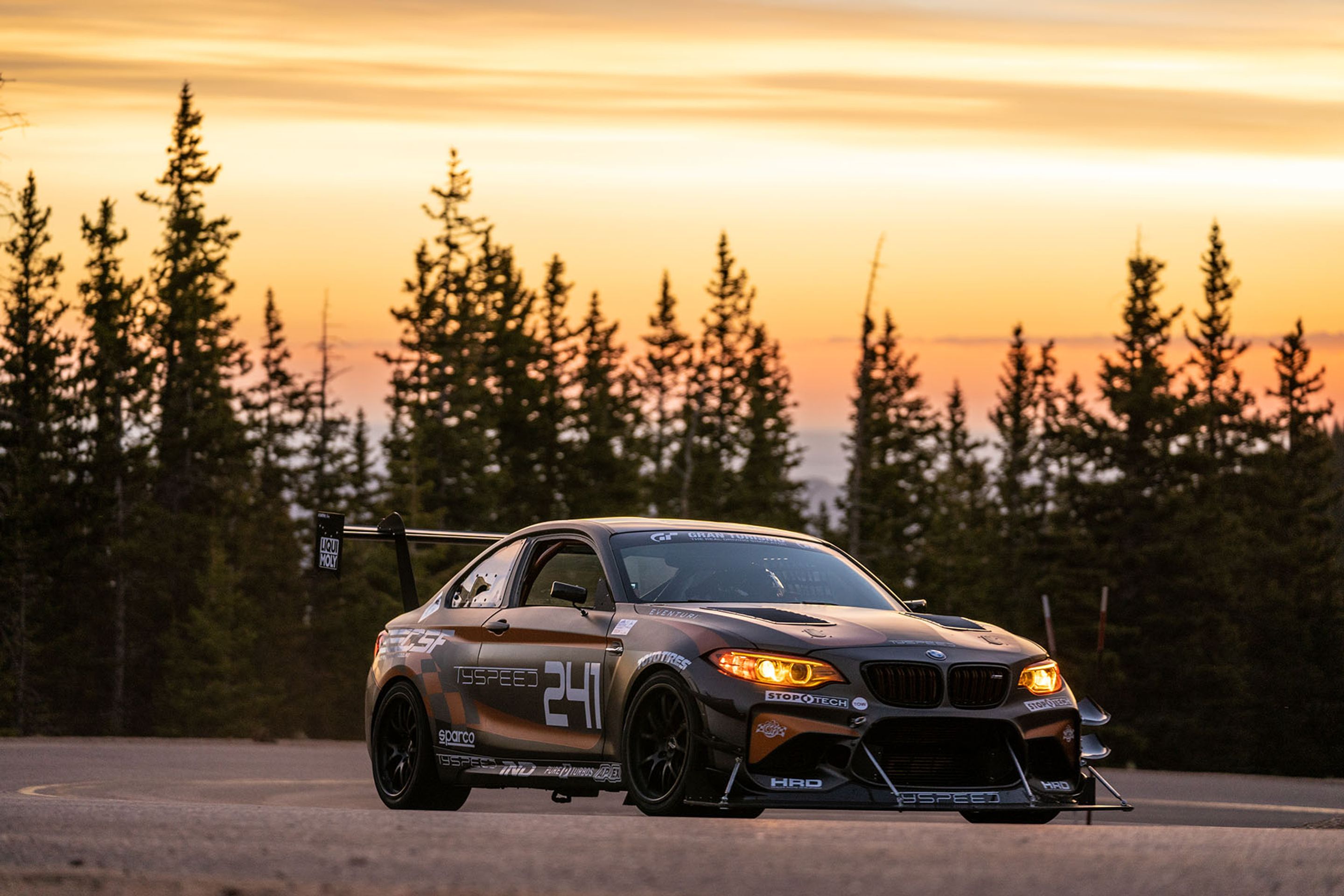 Grey BMW F87 M2 with 18" FL-5 Apex wheels in Satin Black