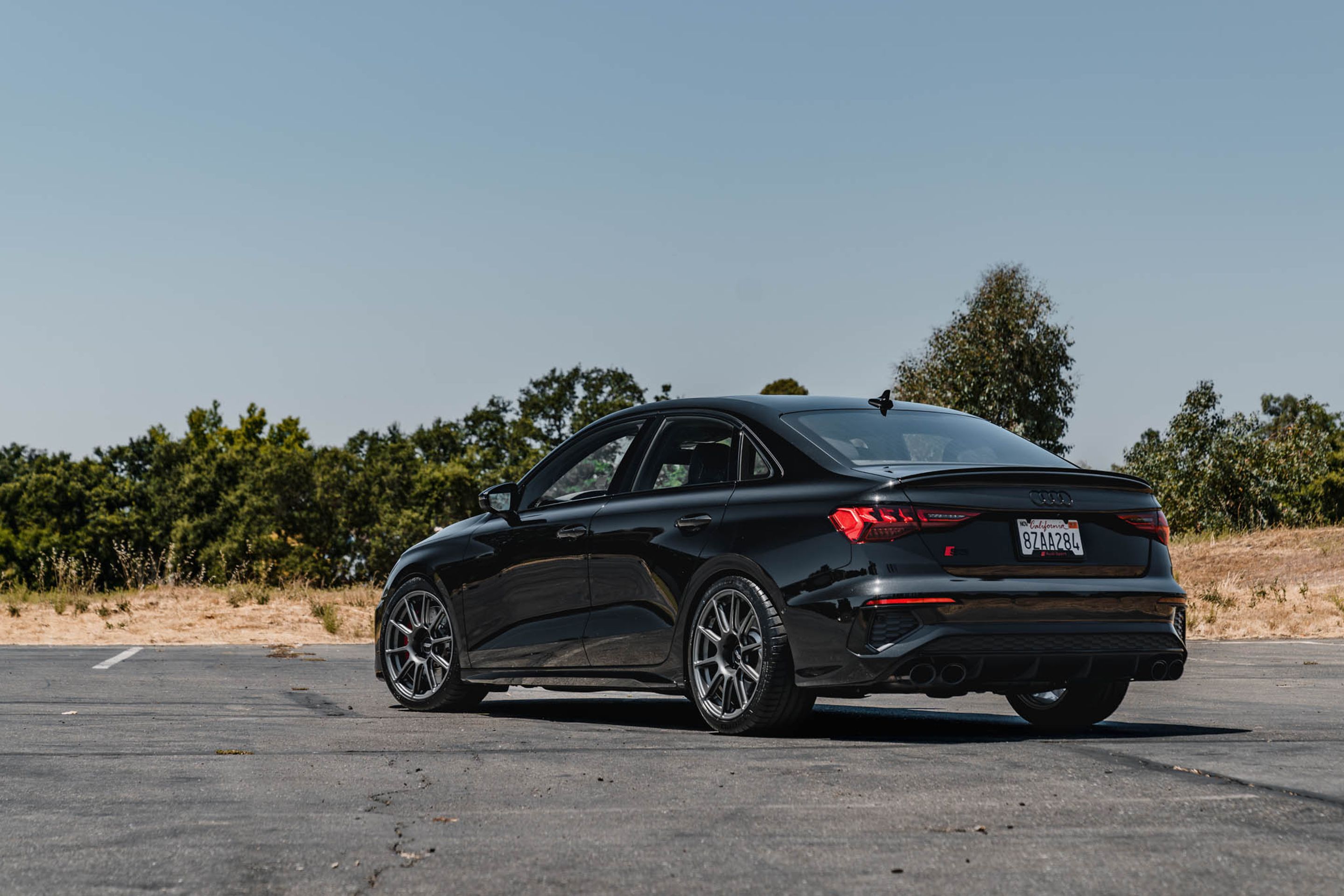 Black Audi 8Y S3 with 18" SM-10 Apex wheels in Anthracite