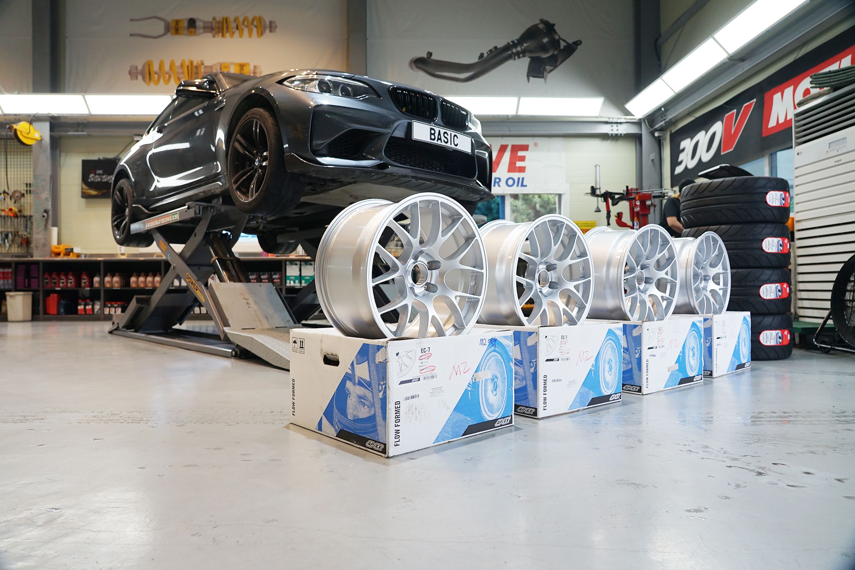 Grey BMW F87 M2 with 18" EC-7 Apex wheels in Race Silver