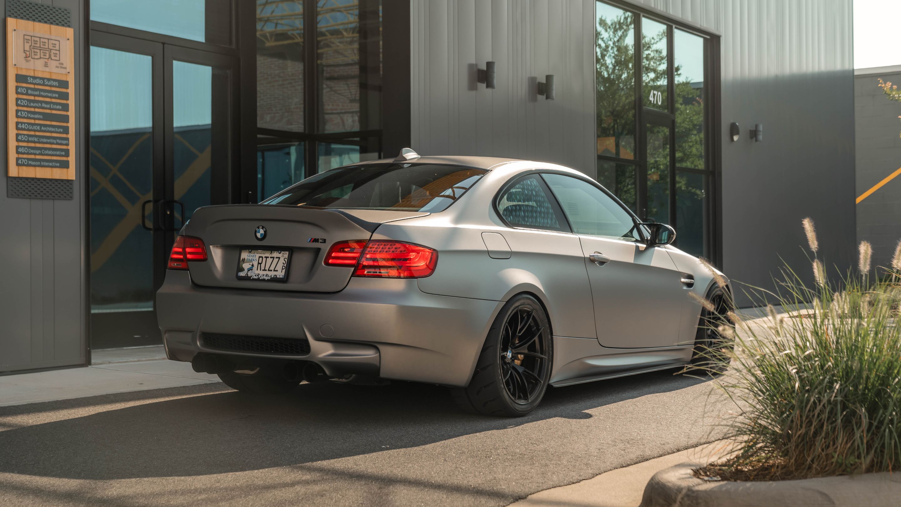 Grey BMW E92 Coupe M3 with 18" VS-5RS Apex wheels in Satin Black